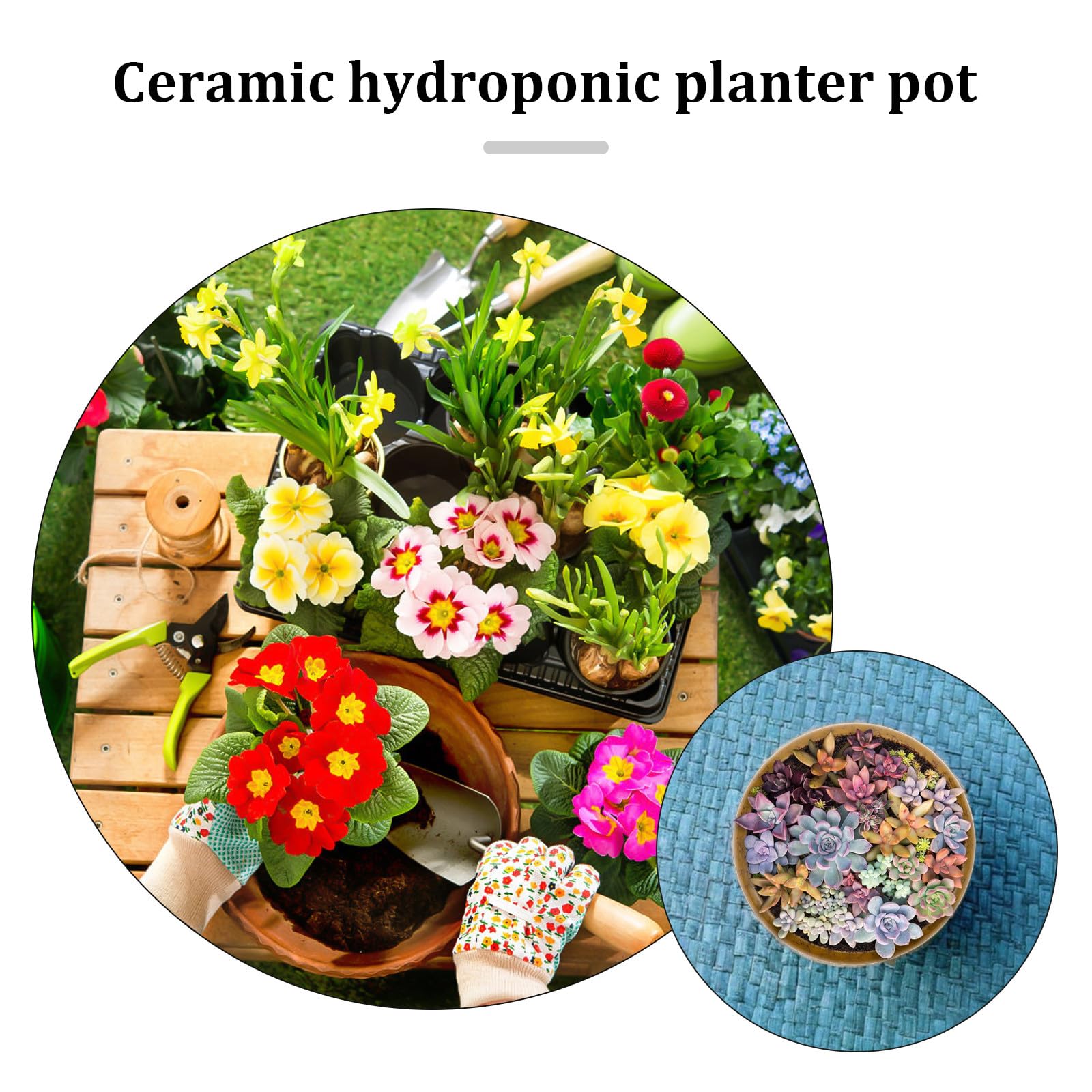 UPKOCH Doniczka z kwiatem lotosu - okrągła ceramiczna donica hydroponiczna do wnętrz - elegancka doniczka na lilię wodną, ​​rośliny wodne, bonsai do salonu