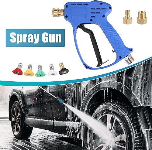Miniatura 2 de X AUTOHAUX Kit de pistola corta para lavadora de alta presión de 5000 PSI, herramienta de limpieza eléctrica, conector rápido de 38 pulgadas con 5