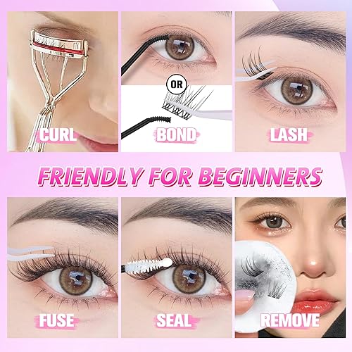 Miniatura 7 de wiwoseo Kit de extensiones de pestañas naturales con unión de pestañas y sello, kit de extensión de pestañas naturales onduladas, pestañas