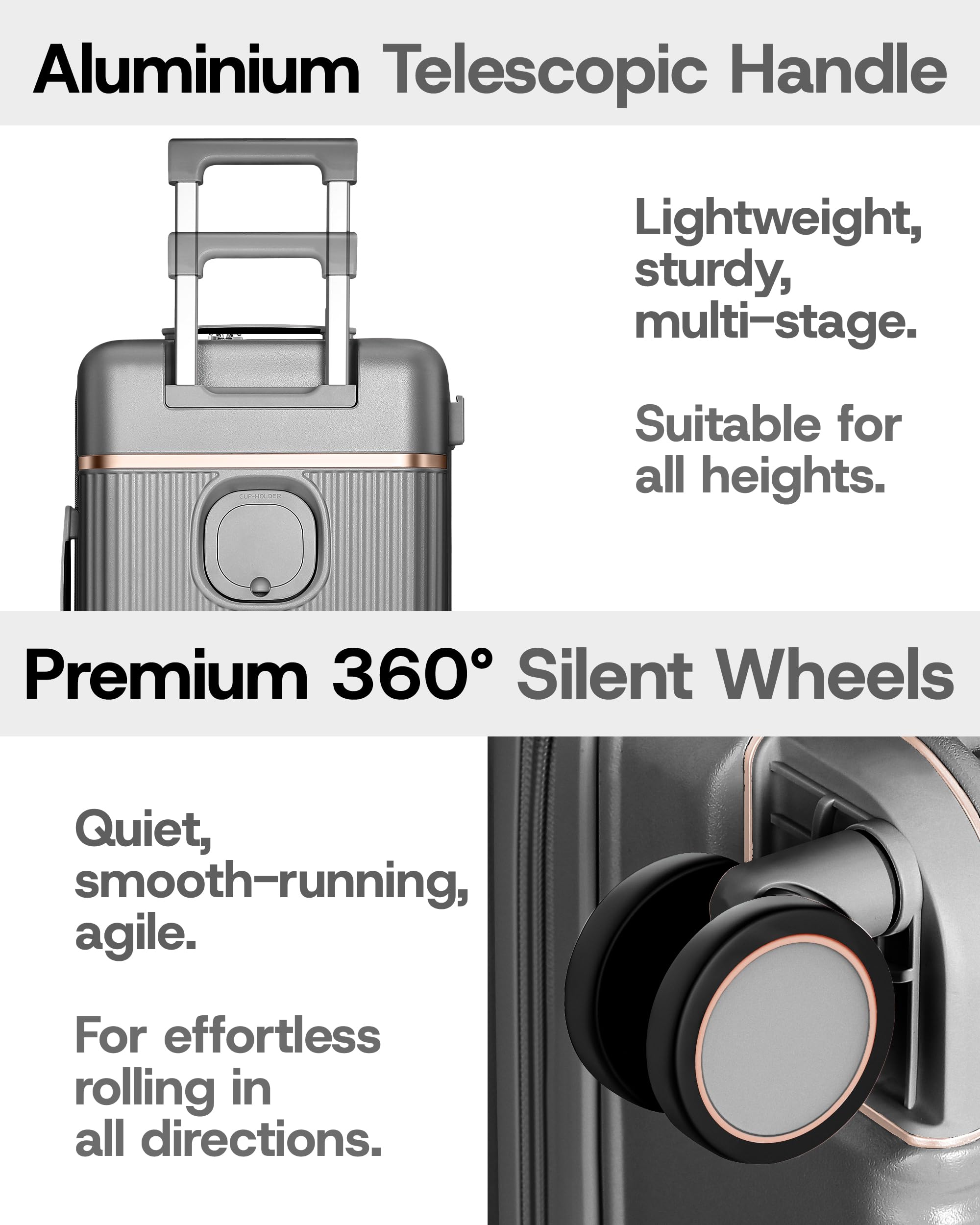 Valigia Rigida Premium Leggera XL, Grande 76 cm, 103L, Grande Trolley con Serratura TSA, 4 Ruote Doppie Spinner e Manico Telescopico in Alluminio, Bagaglio da Stiva
