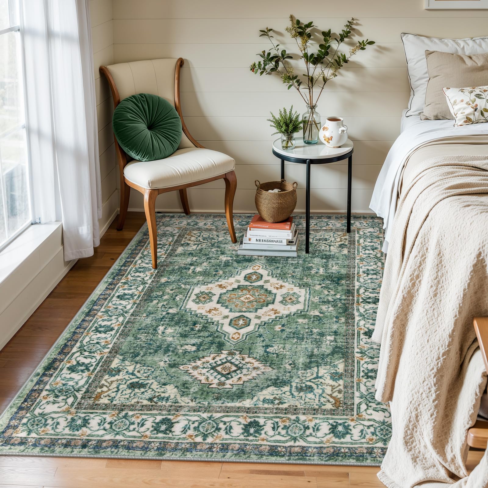Amazon.com: Lahome Oriental Machine Washable Rug, 3x5 Soft Green