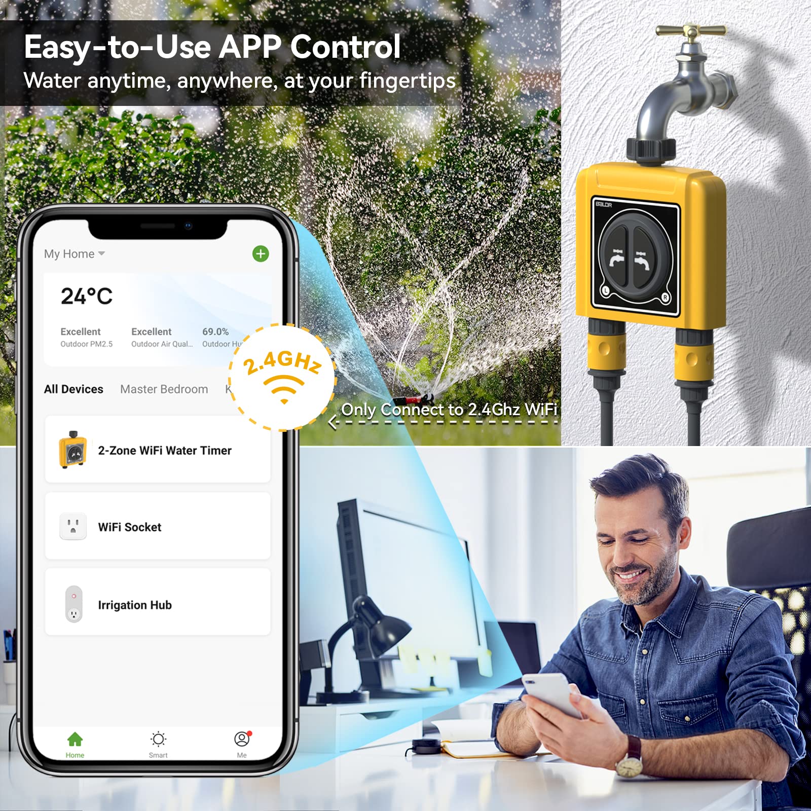 Buy RAINPOINT Sprinkler Timer WiFi Water Timer, 2 Outlets Smart Hose