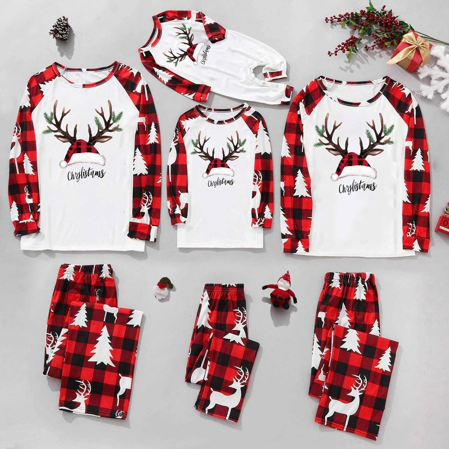 YRAETENM Matching Christmas Pajamas for Family Xmas Holiday Jammies Family Christmas Matching Sets Cute Sleepwear Pajamas