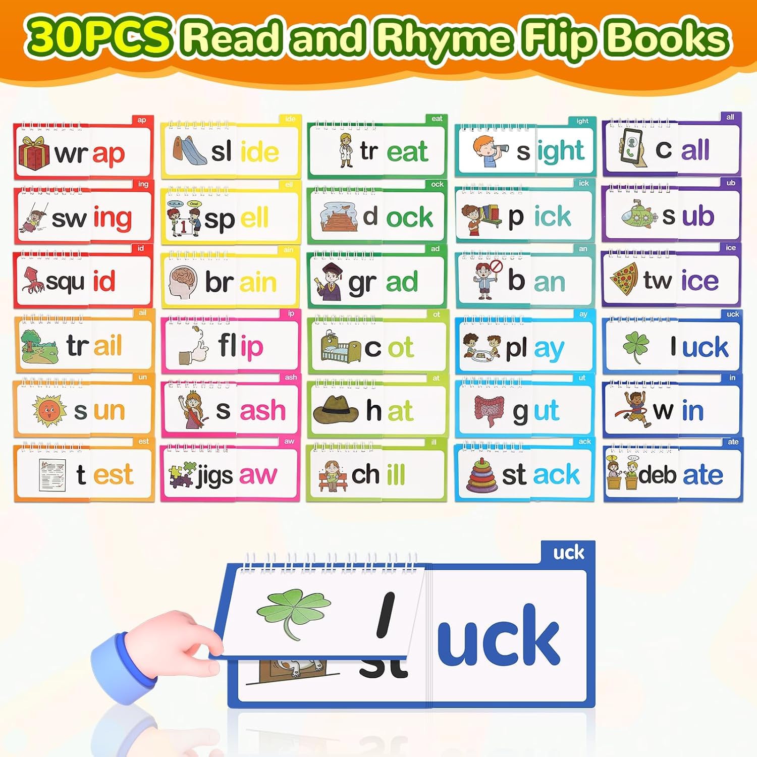 CYNVEXA 30 libros de lectura y rima, interesantes libros de palabras familiares, tarjetas de vocabulario ABC, tarjetas flash de palabras a la vista, jardín de infantes, libro de actividades de lectura
