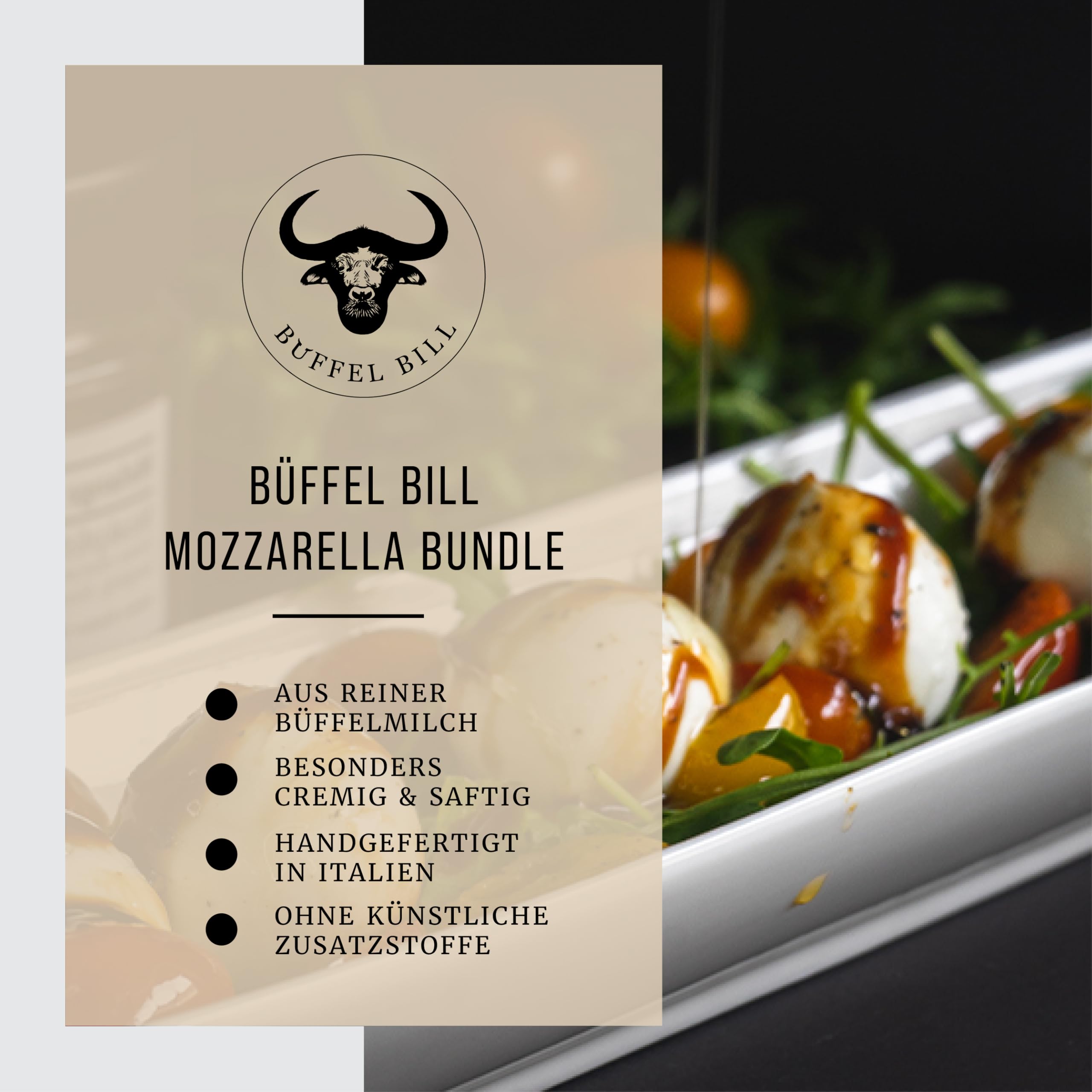 Büffel Bill Mozzarella Bundle - Feinschmecker-Paket für Genießer, Original vom italienischen Wasserbüffel, Cardinali, Büffel Mozzarella und Burrata