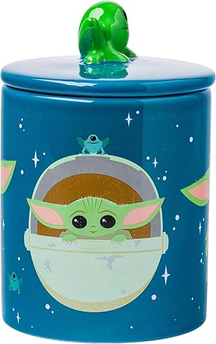 Miniatura 3 de Silver Buffalo Star Wars The Mandalorian Grogu - Taza de cerámica con tapa de rana esculpida, 18 onzas