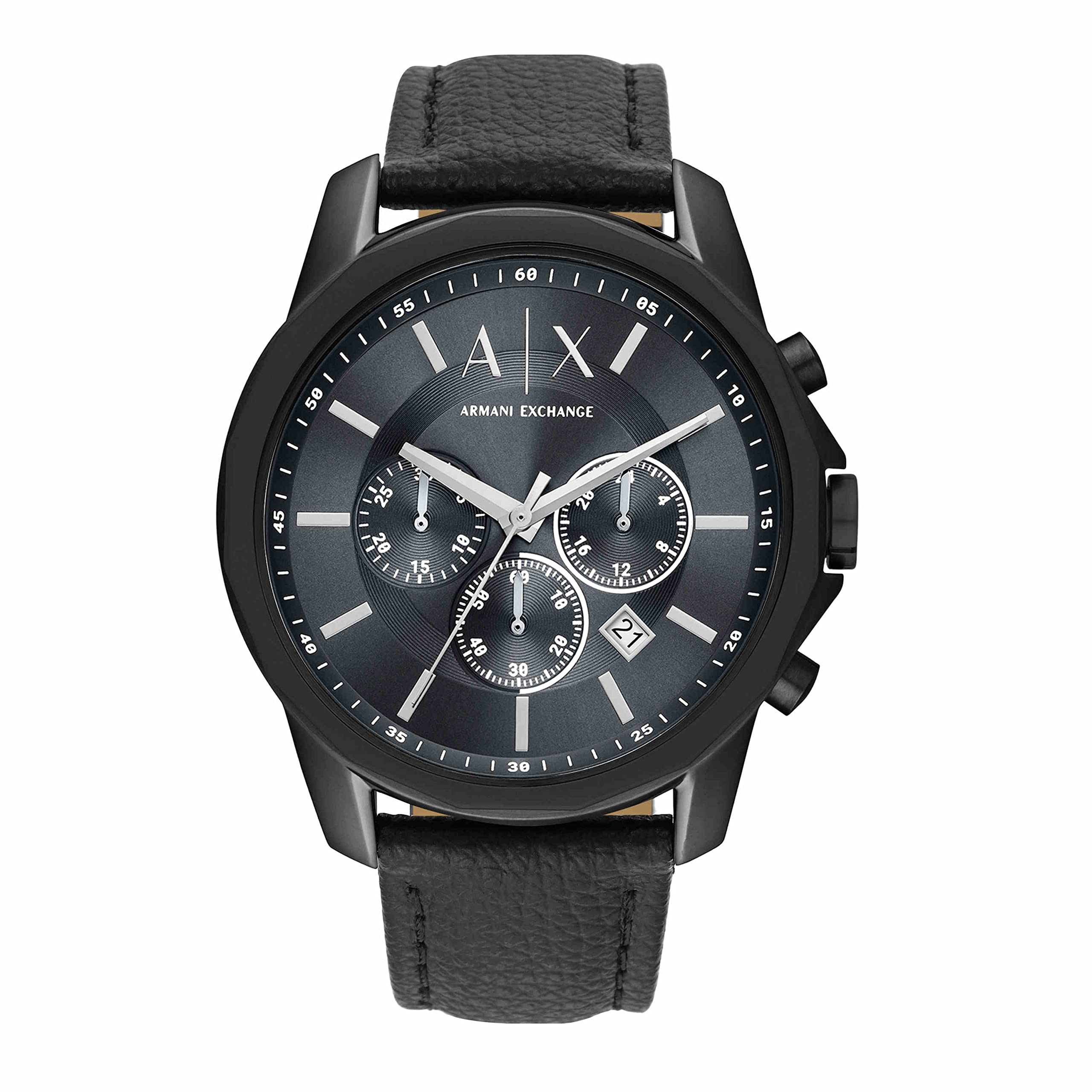 Armani Exchange Leather Analog Gray Dial Men Watch-Ax1724, Black Band (B097NGC79X) Amazon Price History, Amazon Price Tracker