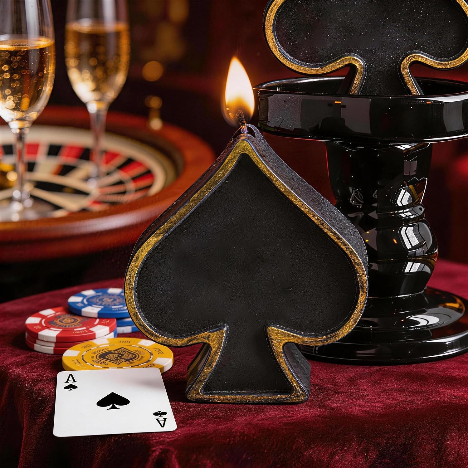 Poker Shape Scented Candle,Black & Gold Playing Card Design (Ace of Spades)
