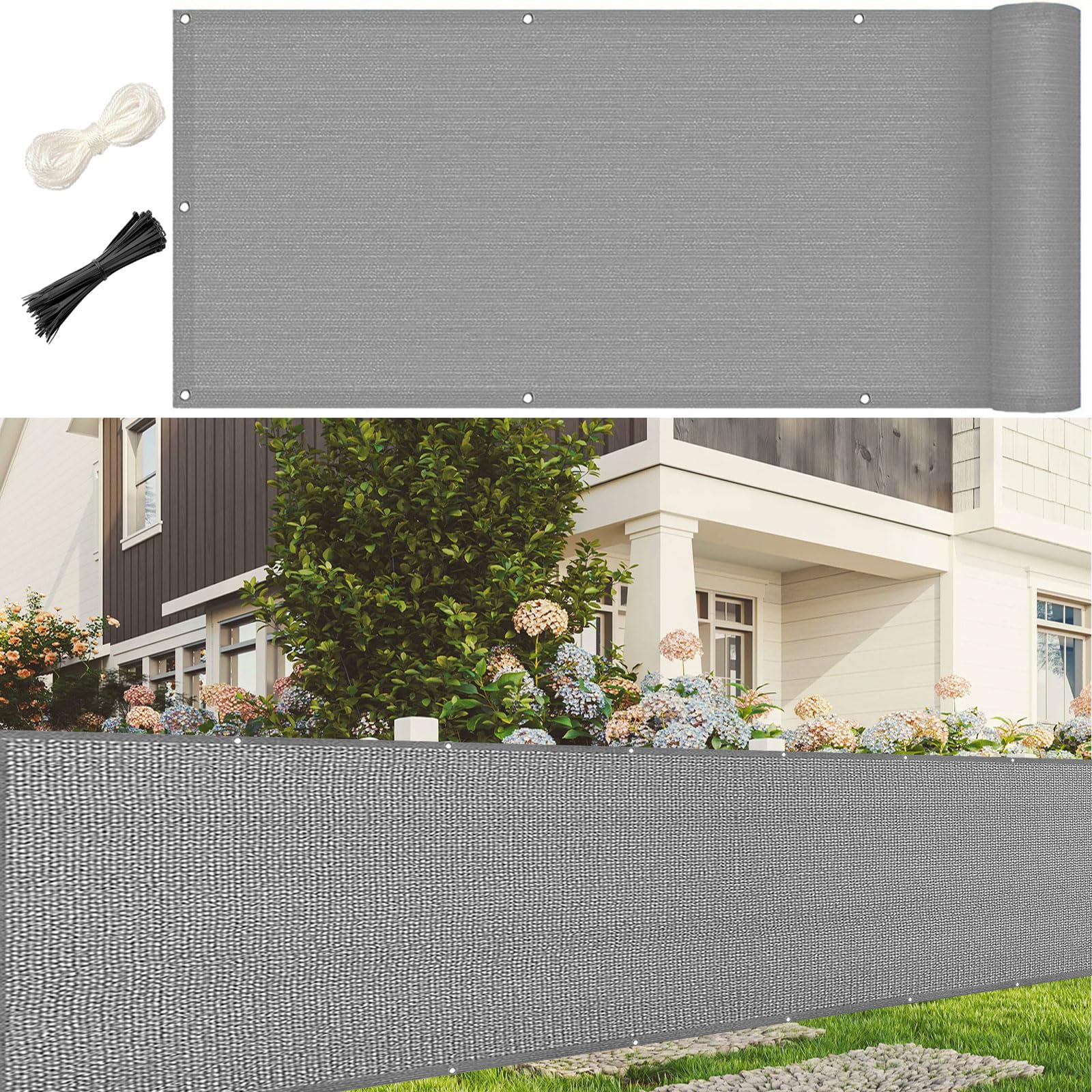 Brise vue balcon contre le vis à vis et vent fort bâche HDPE solide