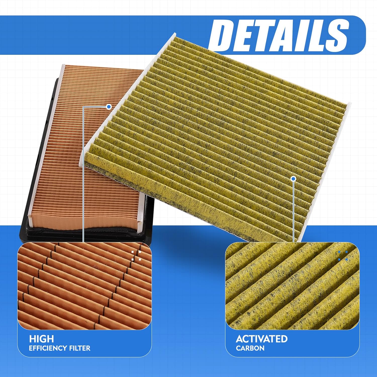 Engine & Cabin Air Filter Set for Nissan Versa (2014-2019), Versa Note (2014-2020), Micra (2017-2019) 1.6L L4 Replace: 165461HK0A 272781KK0A CA11215 CF12237