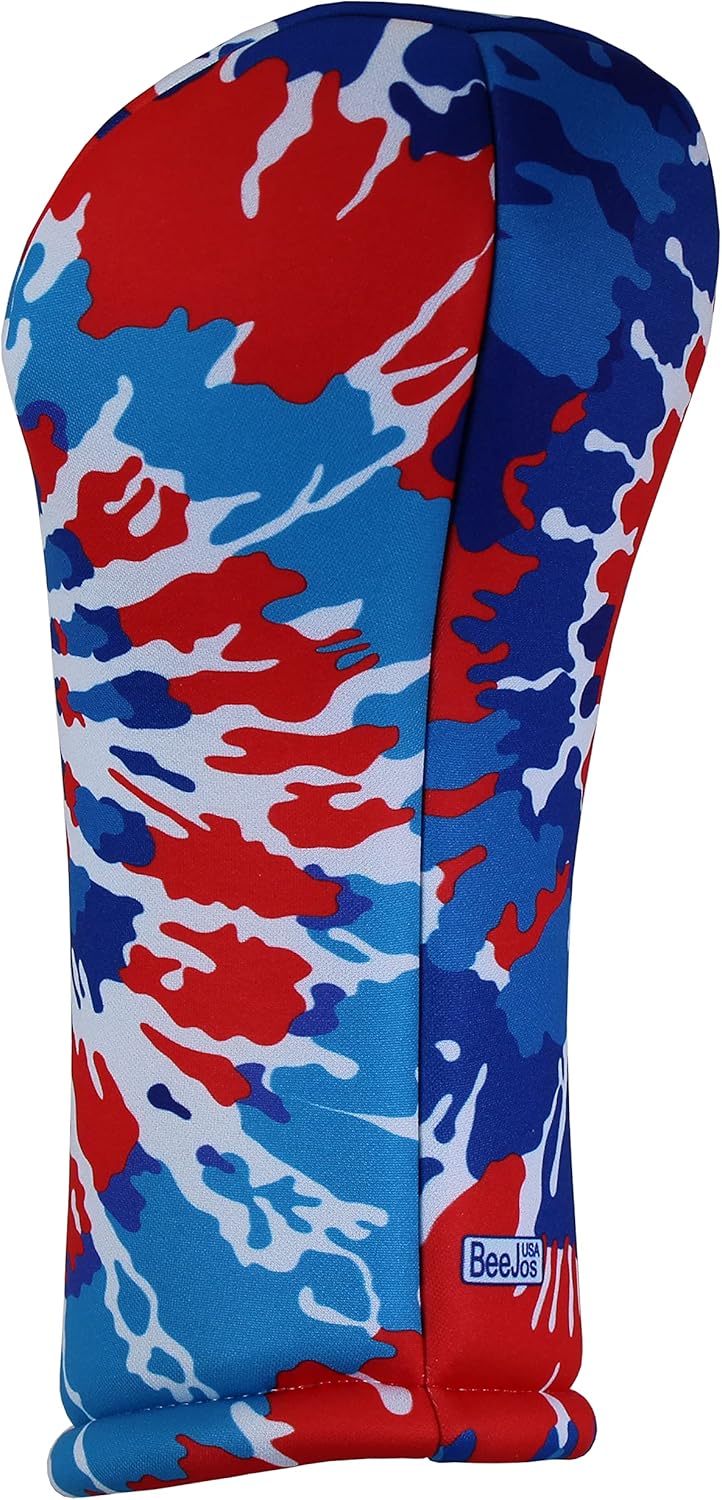 Fore Right Blue & Red Tie Dye | BeeJoss Golf Club Headcover | Driver Fairway Hybrid-Sold Separately | Handmade in USA