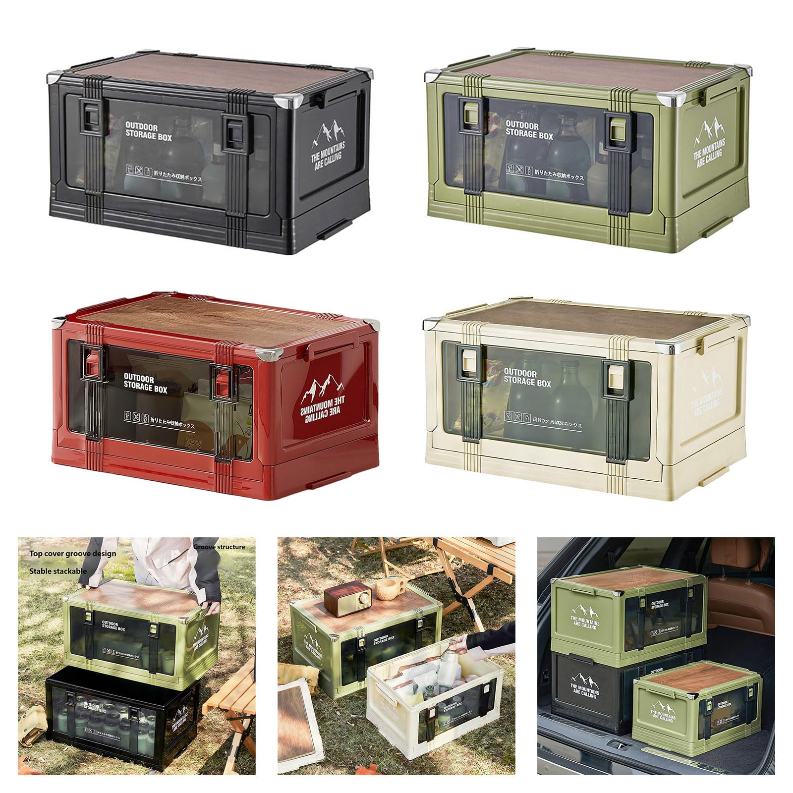 Boîte de rangement pliable pour le camping - Design pliable pour un transport facile et un gain de place - Robuste - En polypropylène et PET - Organisateurs pliants