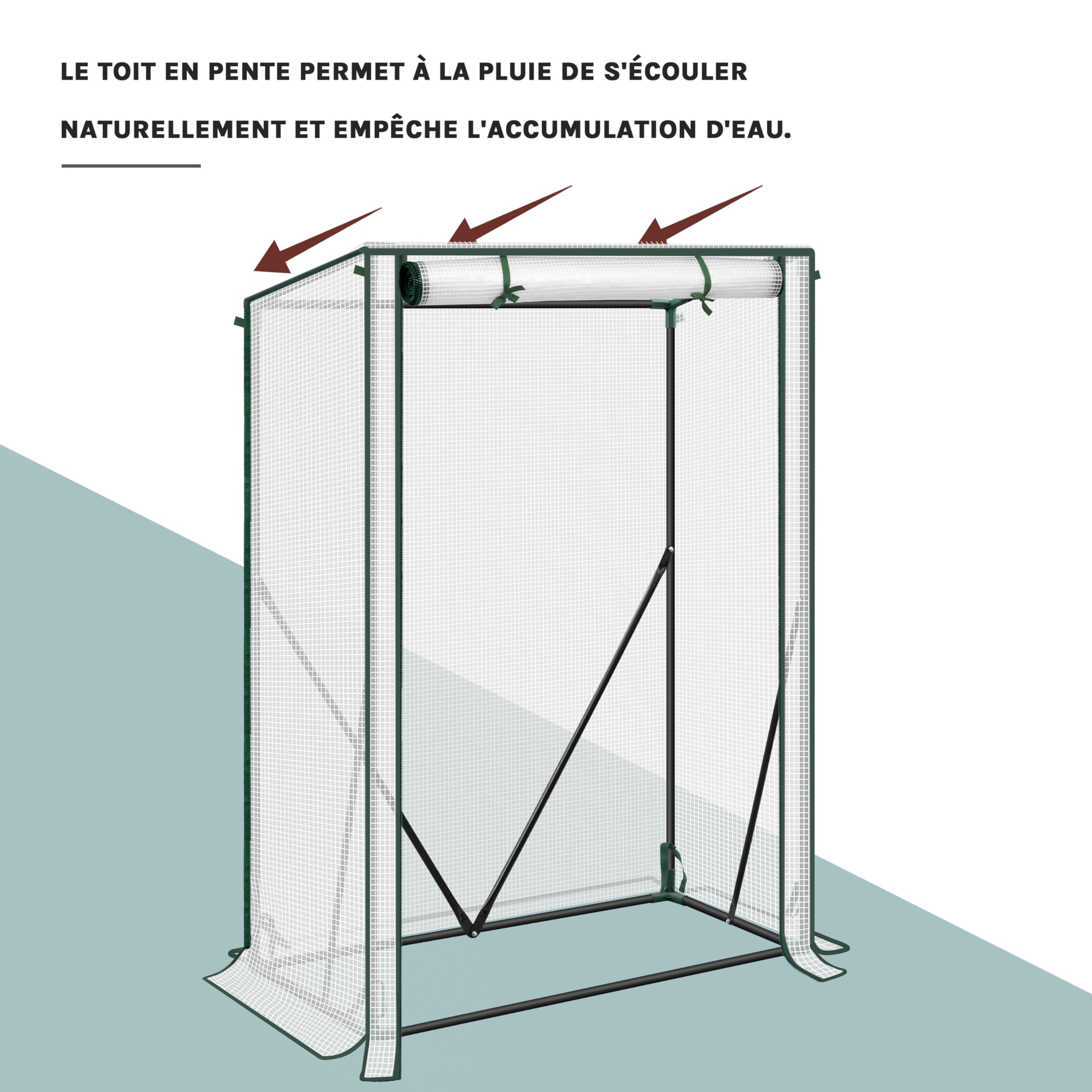 WOLTU Serre de Jardin Tipi, Porte à Rouleau, 100x50x150/136cm, Blanc