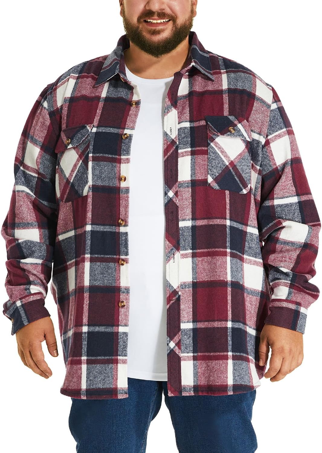 HOdo Big and Tall Mens Heavyweight Flannel Shirt 2XL- 6XL Button Down Shirt