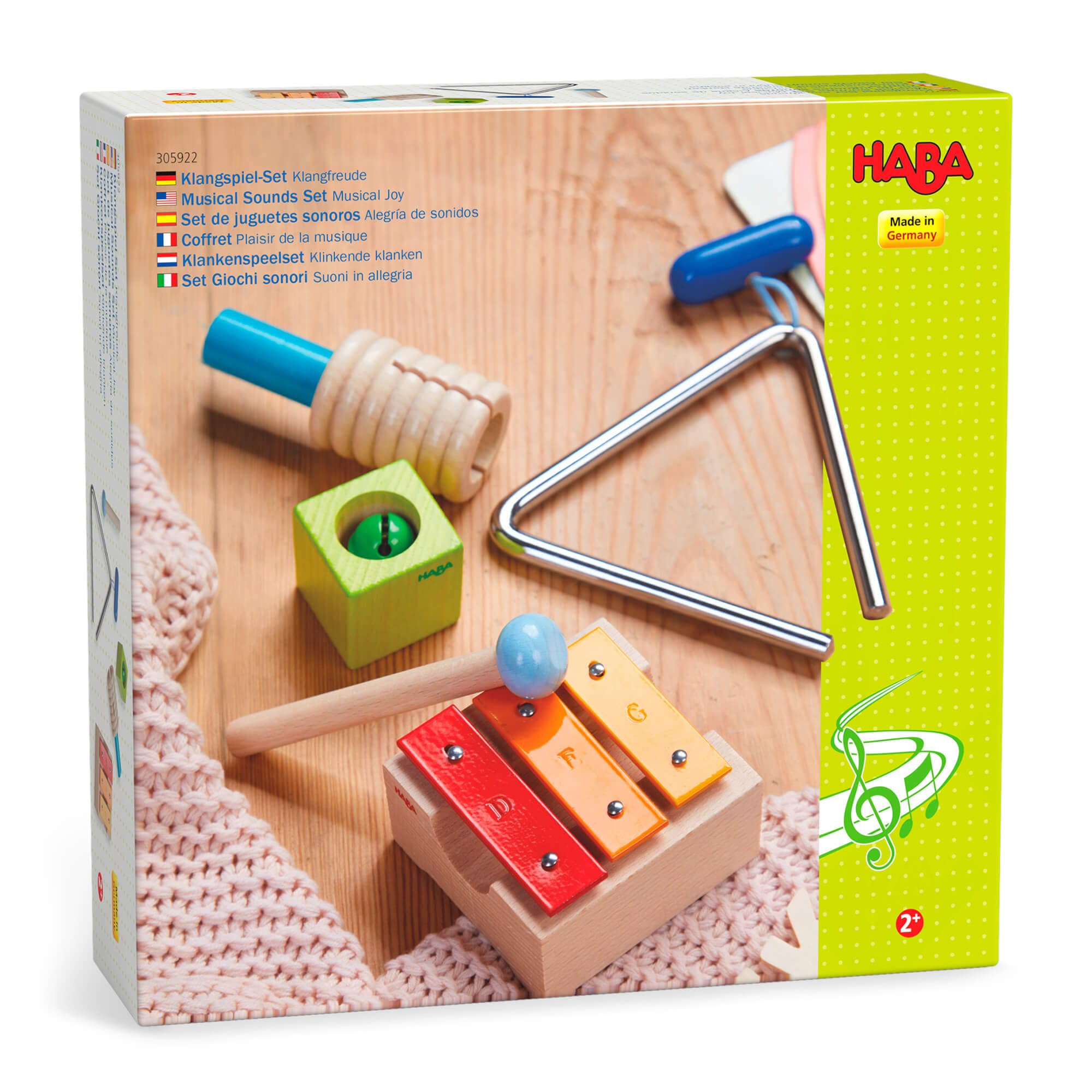 HABA 305922 - Klangspiel-Set Klangfreude, Klangspielzeug ab 2 Jahren, Made in Germany, Bunt