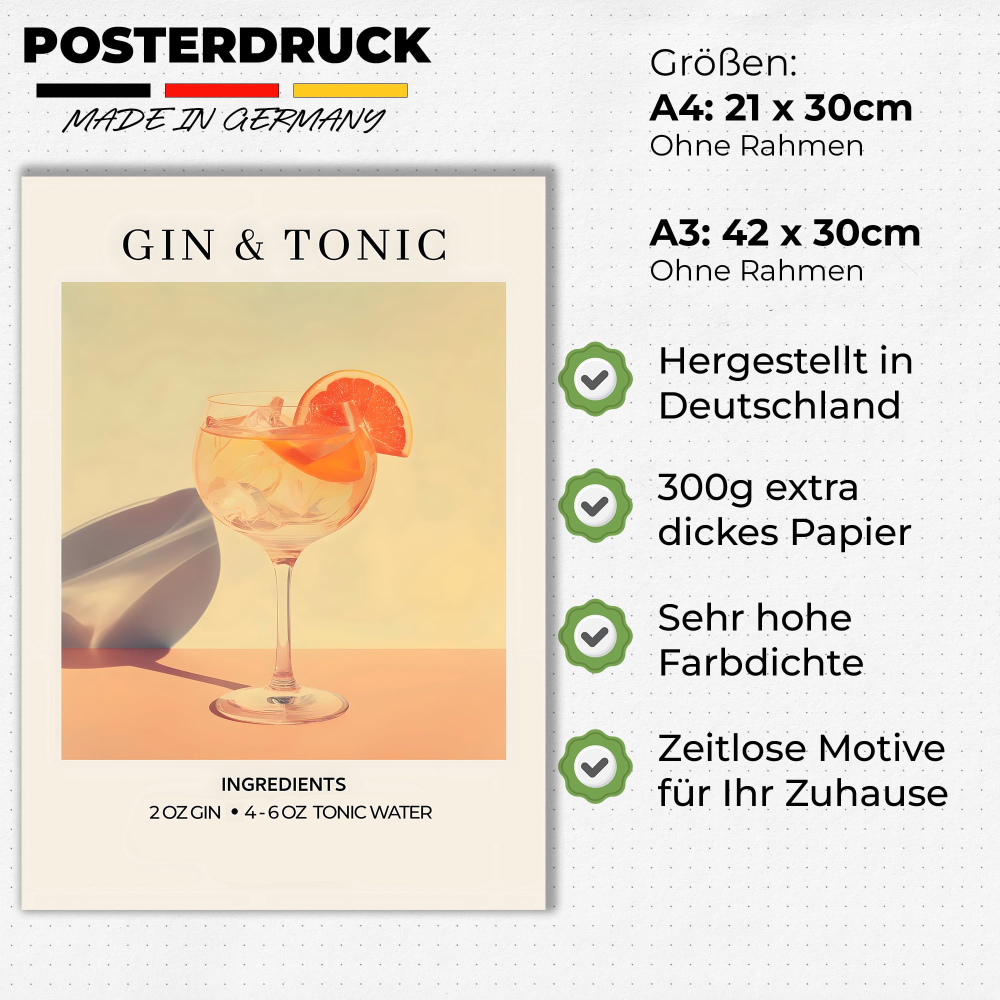 Happymotive Poster De Cocktail DIN A2, A3 Et A4 - Tableaux Muraux