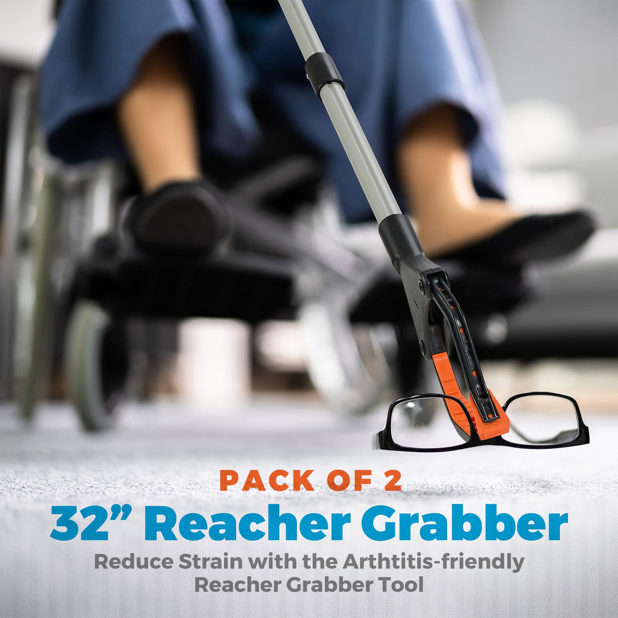 Grabber Reacher Tool 104,1 cm Raccoglitori per lettiere pieghevoli aiutando ad attaccare la mano con testa rotante a 360° e artiglio magnetico