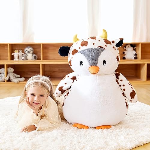 Miniatura 16 de EARTHSOUND Juguete de peluche de búho gigante, 23 pulgadas, juguetes suaves grandes y bonitos, tamaño grande, peluche grueso de gran tamaño, regalos