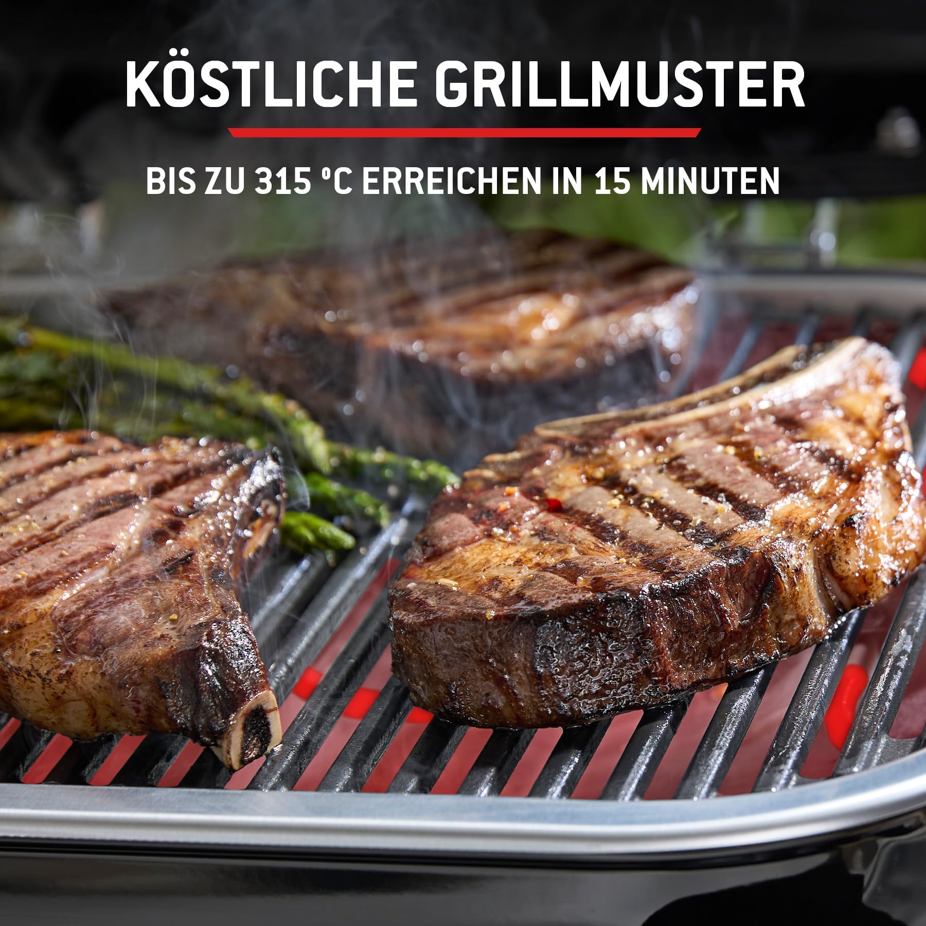Weber Lumin Compact Tragbarer Kompakter Elektrogrill, Bis zu 315 °C, mit Deckelthermometer, Porzellanemaillierte Gusseisenroste, 43 x 32 cm Grillfläche, Schwarz (1502044)