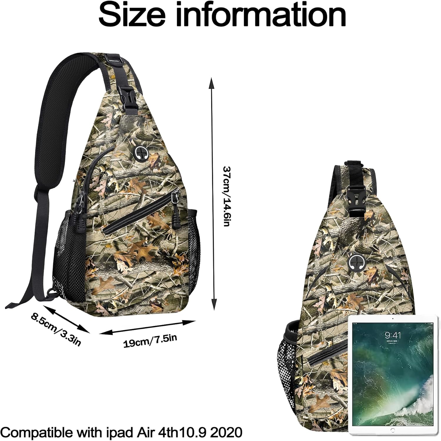 Hunting Camouflage Camo Forest Sling Bag for Women Men Small Crossbody Sling Backpack Travel Hiking Daypack Chest Shoulder Bag - Image 3