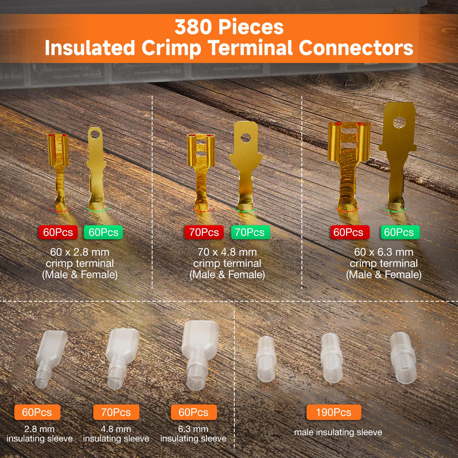 Kit Cablaggio Auto 600 Pezzi Capicorda Elettrici - Set Completo Connettori A Crimpare 2.8/4.8/6.3mm Con Guaine Isolanti - Foto 8