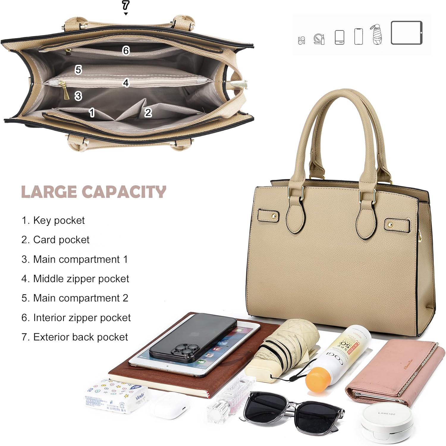 Purses and Handbags for Women Satchel Fashion Ladies Top Handle Shoulder Tote Bags - Image 5