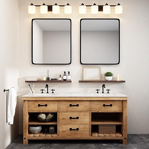 Miniatura 2 de WELLAND Bradley - Juego de 2 estantes flotantes de madera hechos a mano, estantes rústicos montados en la pared, 5 pulgadas de profundidad