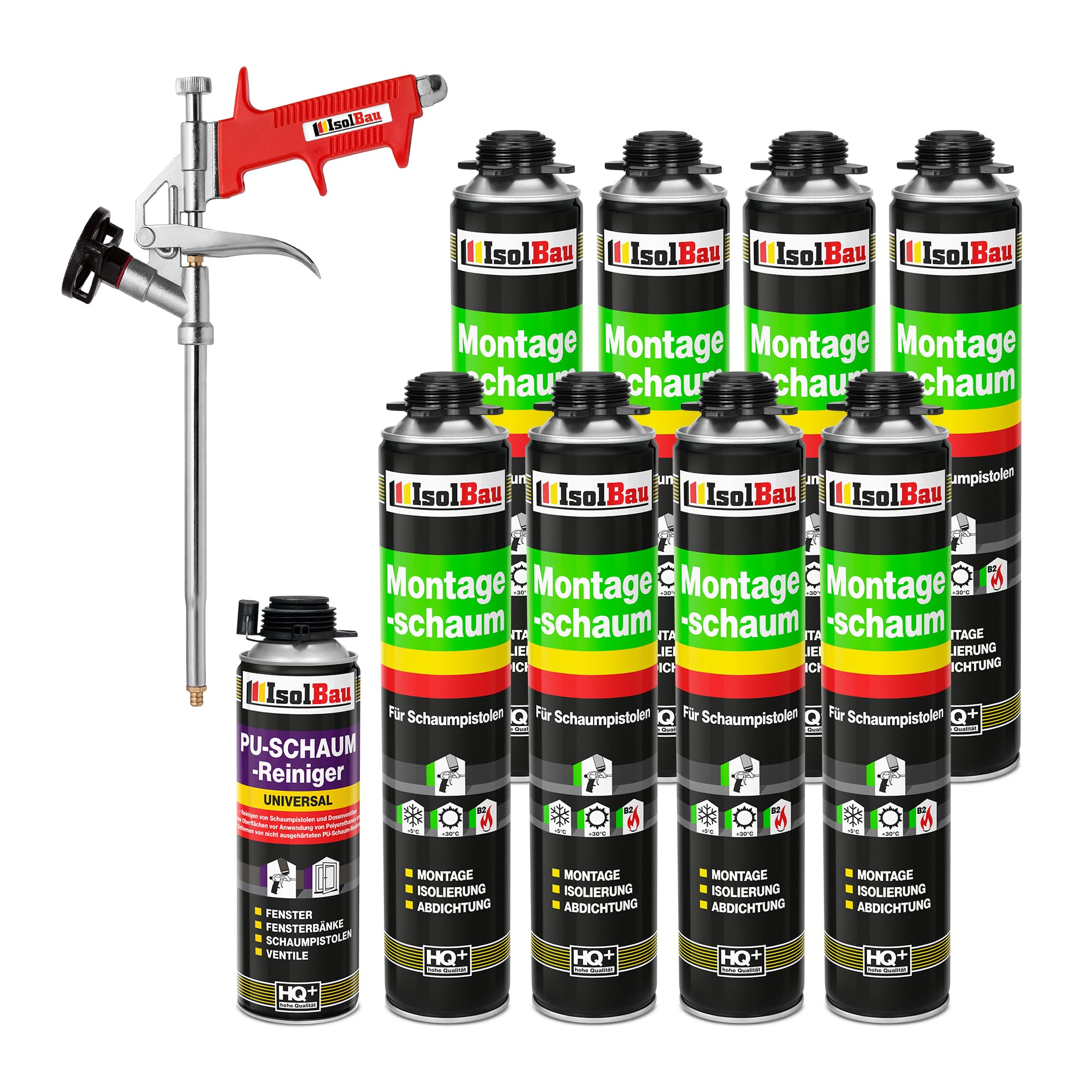 Mousse de construction Isolbau Kit 8x750ml B2 avec pistolet et nettoyant PU