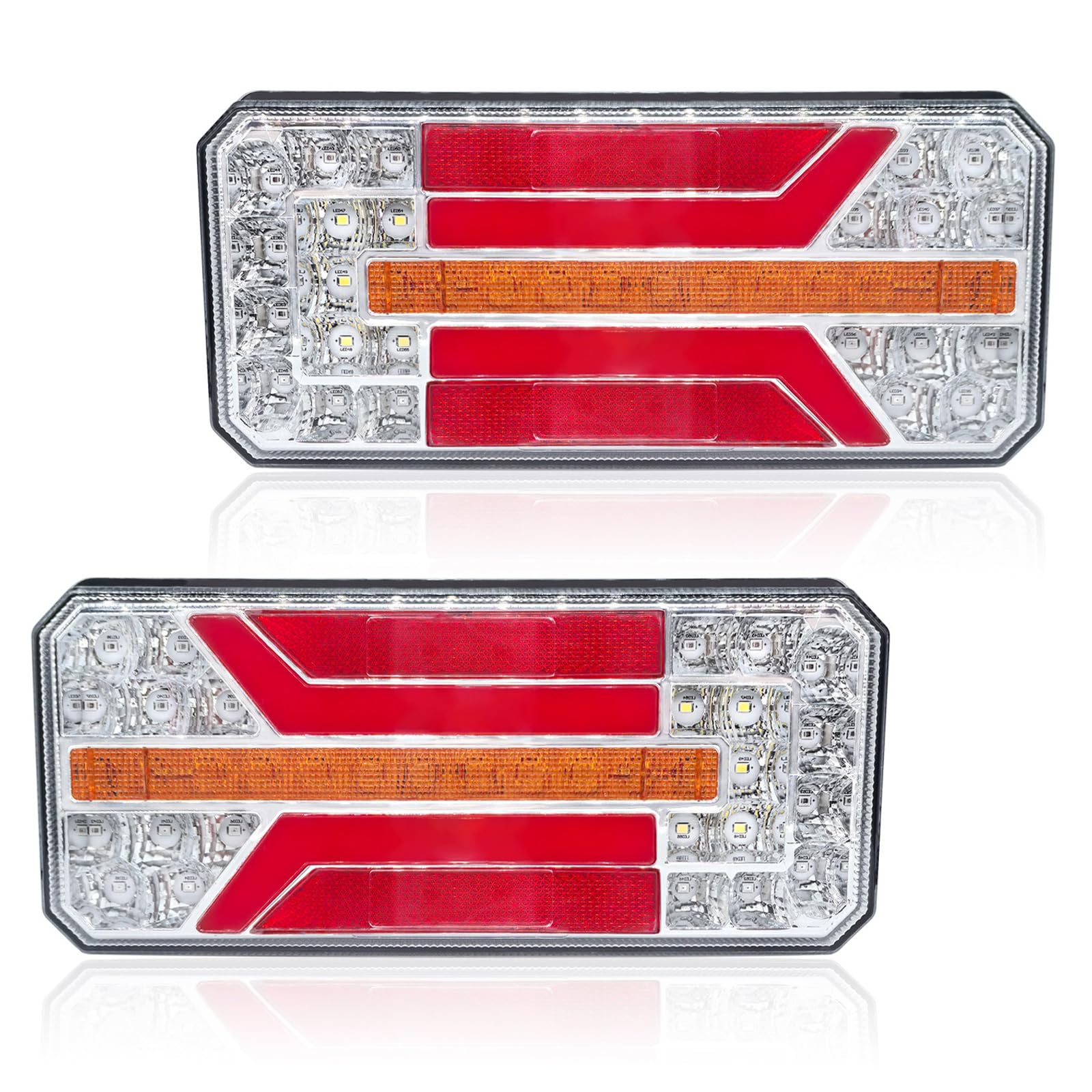 2 * luces traseras para remolques de auto, luz led para camiones 6-in-1, impermeable, 12 V 24 V universal, certificado ECE