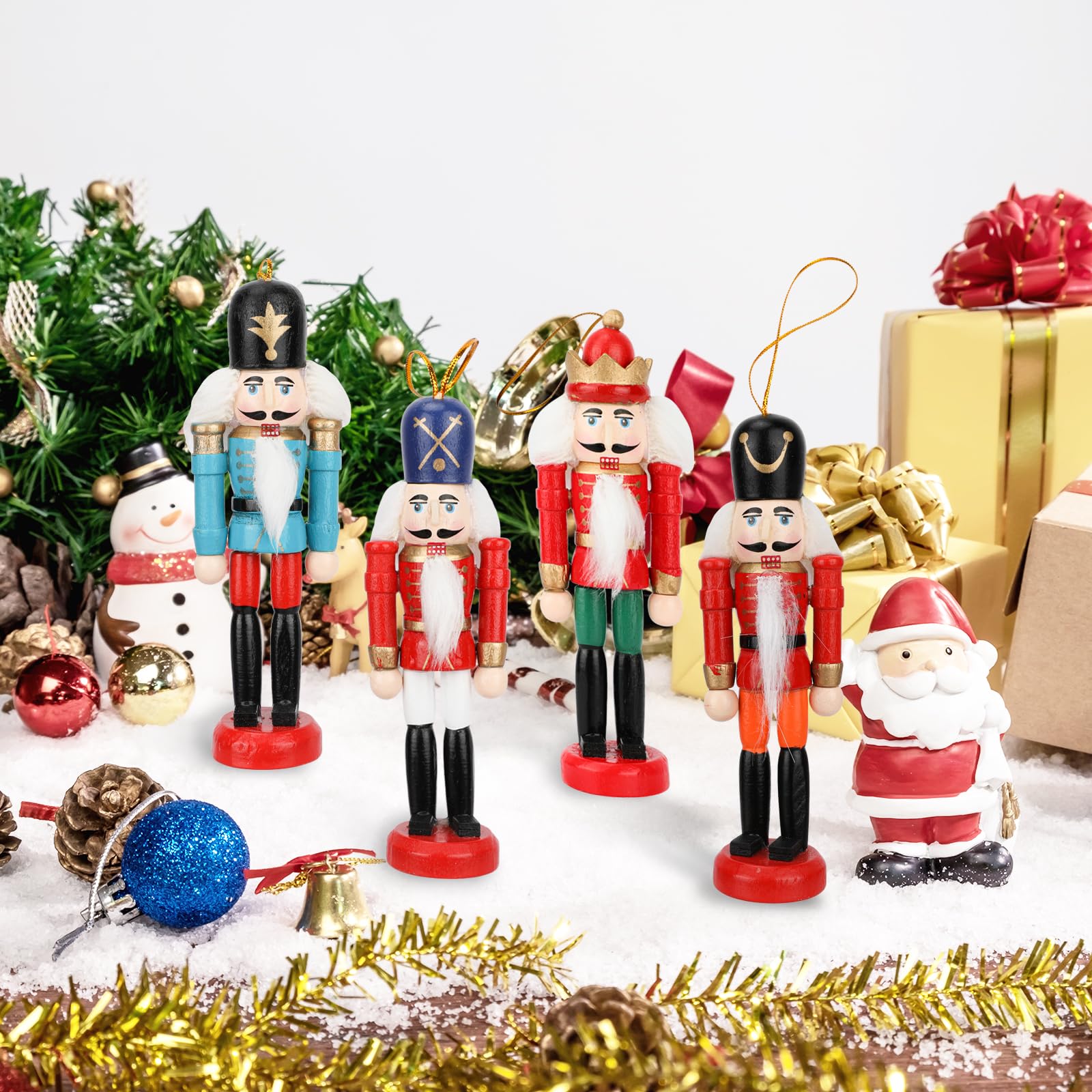 Cabilock Nussknacker-Figuren, 4 Stück – Pastellfarbene Weihnachtsdekoration Für Baum & Tisch