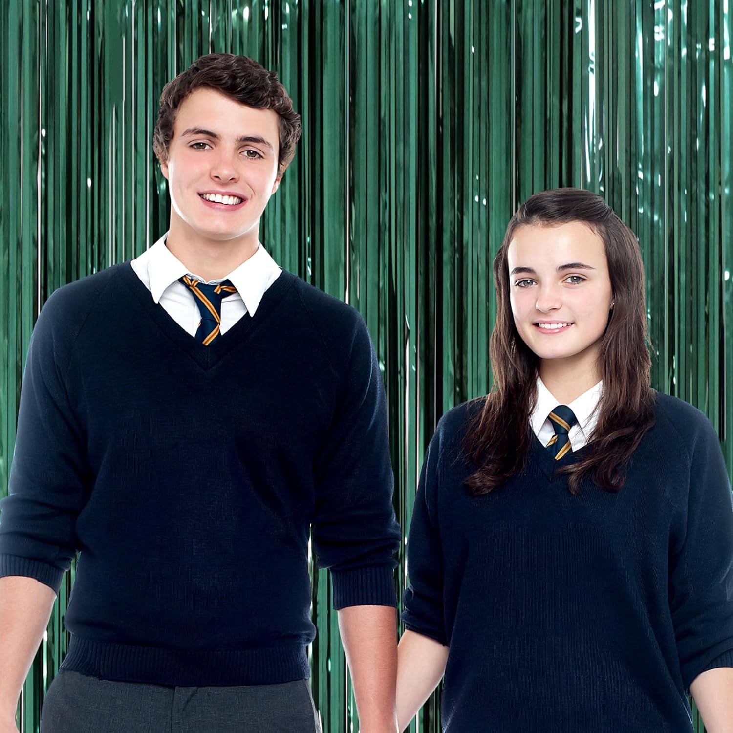 3 Pack 3.3 x 8.2 ft Retro Green Foil Fringe Backdrop Curtains, Tinsel Streamers Party Decorations, Fringe Backdrop, Door Shimmer for Christmas - Image 5