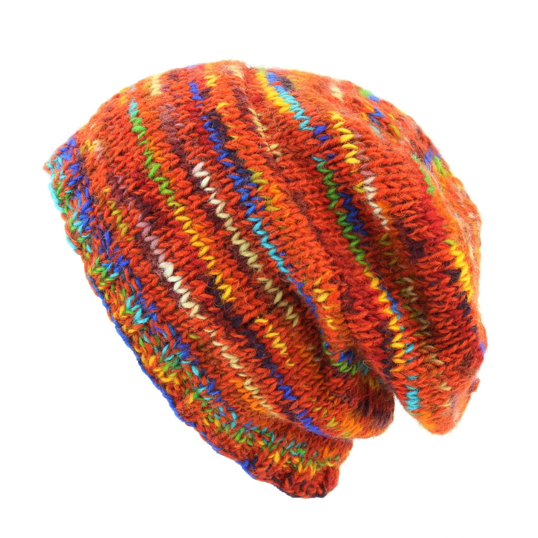 Loudelephant Sd Bright Red Mix Hand Knitted Baggy Slouch Beanie Hat