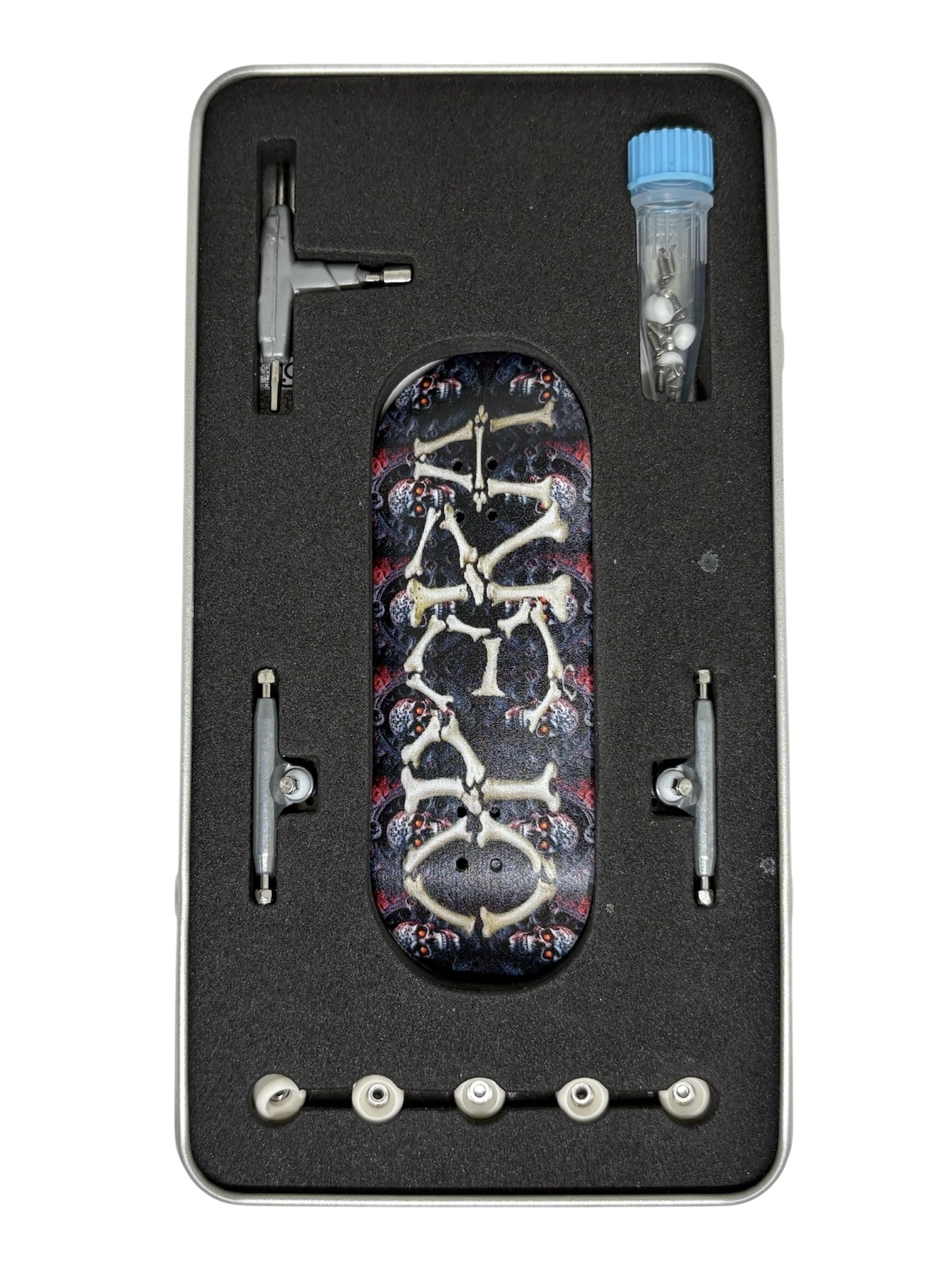 Pro Fingerboard Complete 34 * 96mm Maples Wood Deck,UV Printing Graphic-Leefai 4.0 Trucks Regular kingpins & 5 Urethane Bearing Wheels-Op3ra V3-Bones Design