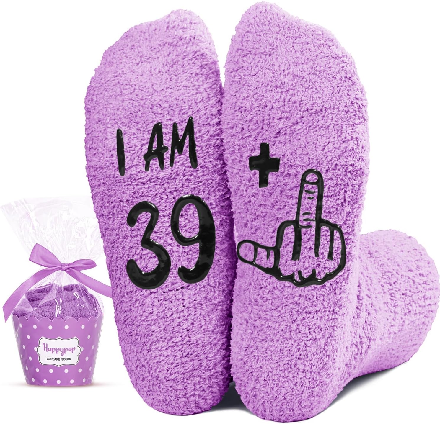 HAPPYPOP Bday Gifts for Women - Fuzzy 36 37 38 39 40 Year Old Birthday Socks for Woman