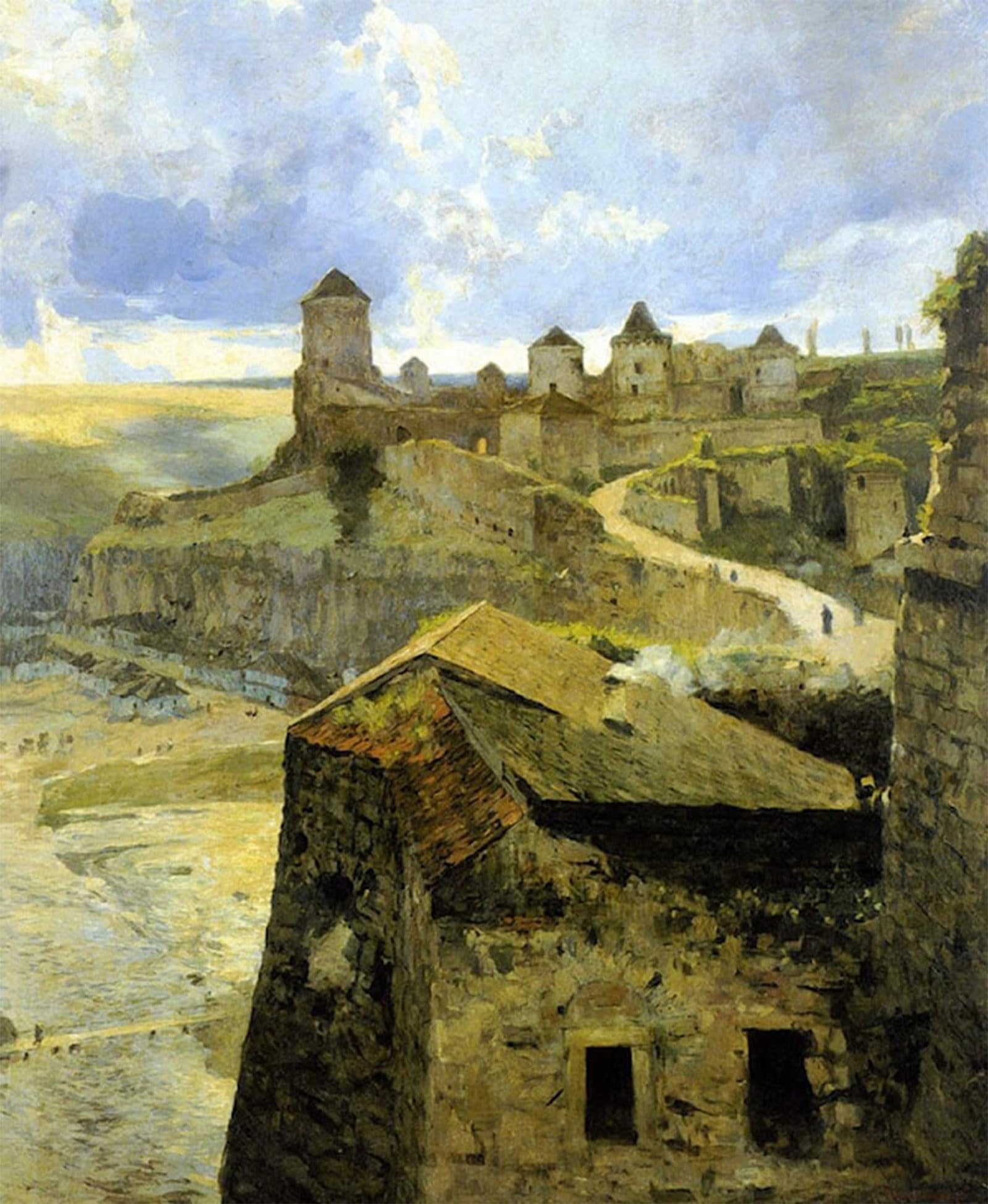 SERENDIPITP Retro Picture Poster Wall Art Pictures Painting the Castle in Kamianets Podilskyi by Sergey Ivanovich Svetoslavsky Wall Art Canvas Print for Wall Decor 60x90cm