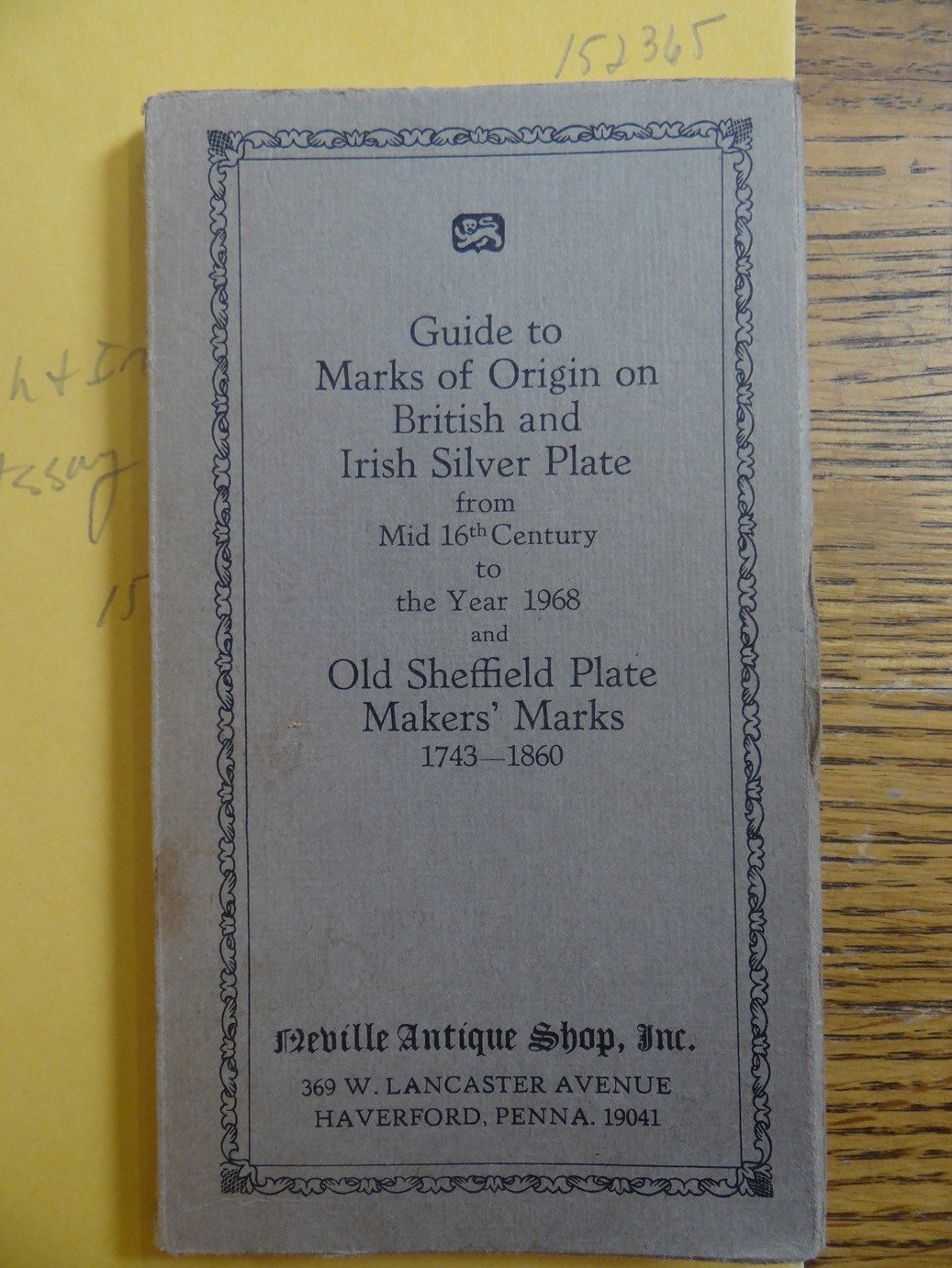 British and Irish Silver Assay Office Marks, 15441968, with notes on