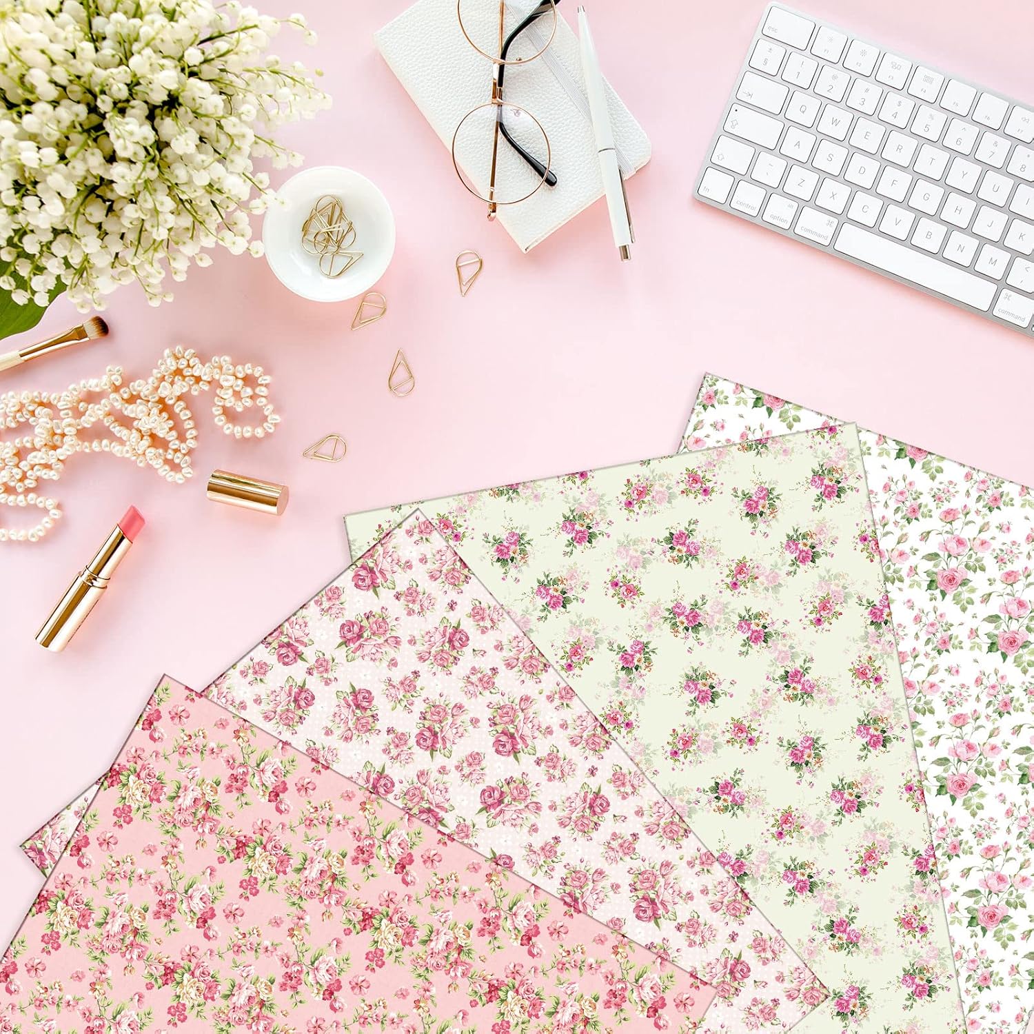 Whaline 12 Pcs Spring Cotton Fabric Bundles 18 x 22 Inch Floral Quilting Fabric Patchwork Flower Pattern Precut Fat Quarters for Spring Birthday Sewing DIY Crafts Handmade Clothing