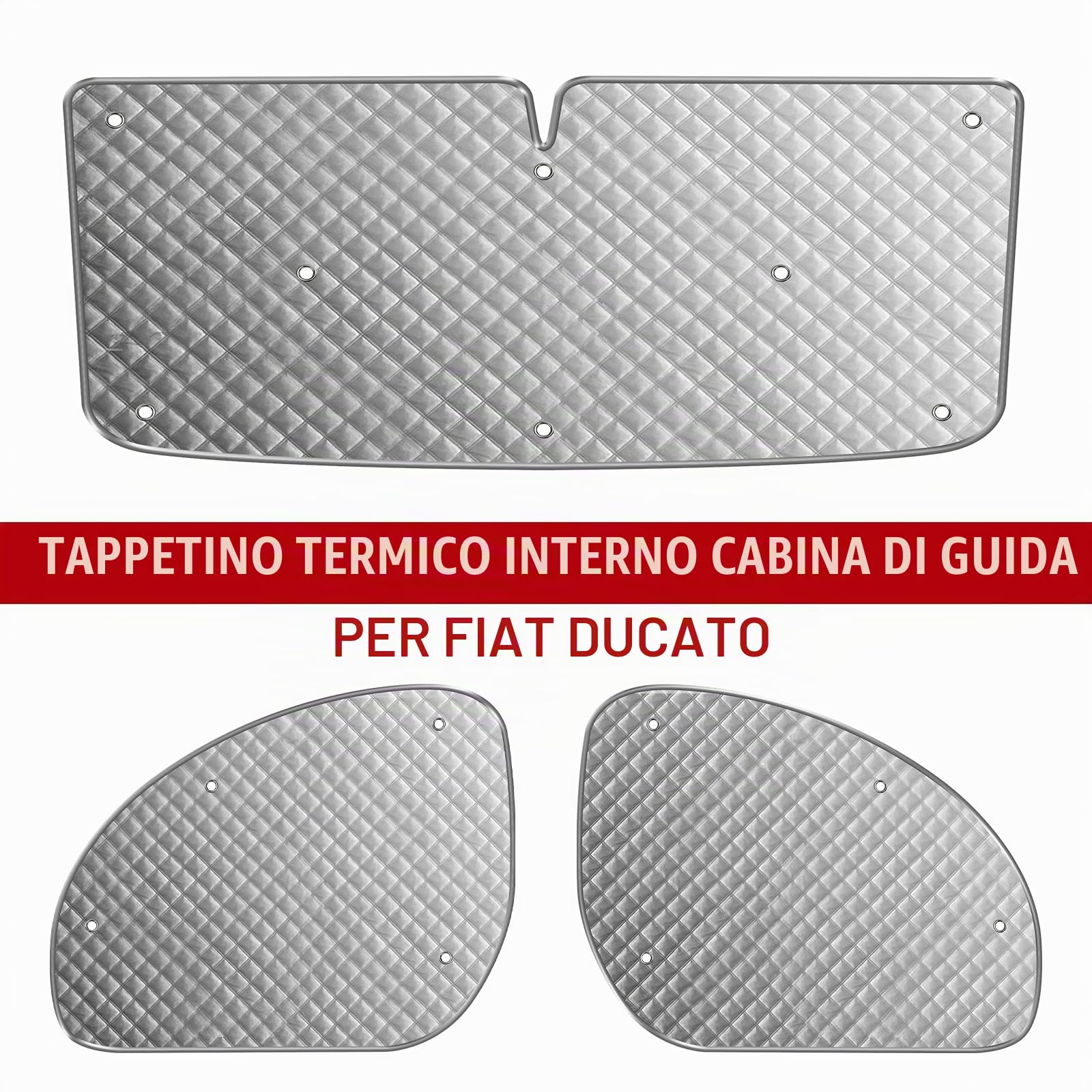 Set di Tende Termiche Interne per Fiat Ducato 06-24, 3 Pezzi, Copertura Parasole, Copertura per Parabrezza, Tenda Termica Estiva con Protezione UV e Tenda Isolante Invernale, Protezione per