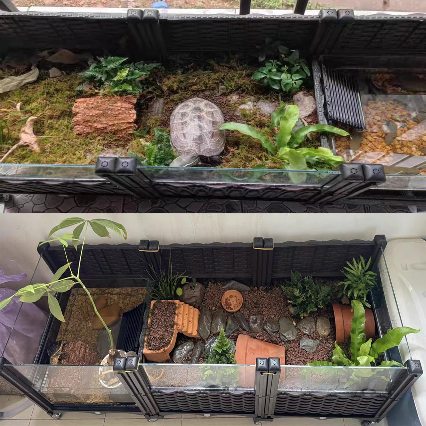 Hábitat de tortuga de agua poco profunda para tortuga, caja de reproducción de tortugas caseras, caja de cría ecológica, drenaje y ruedas - Hábitat de tortuga de 120 cm para tortugas, lagartos