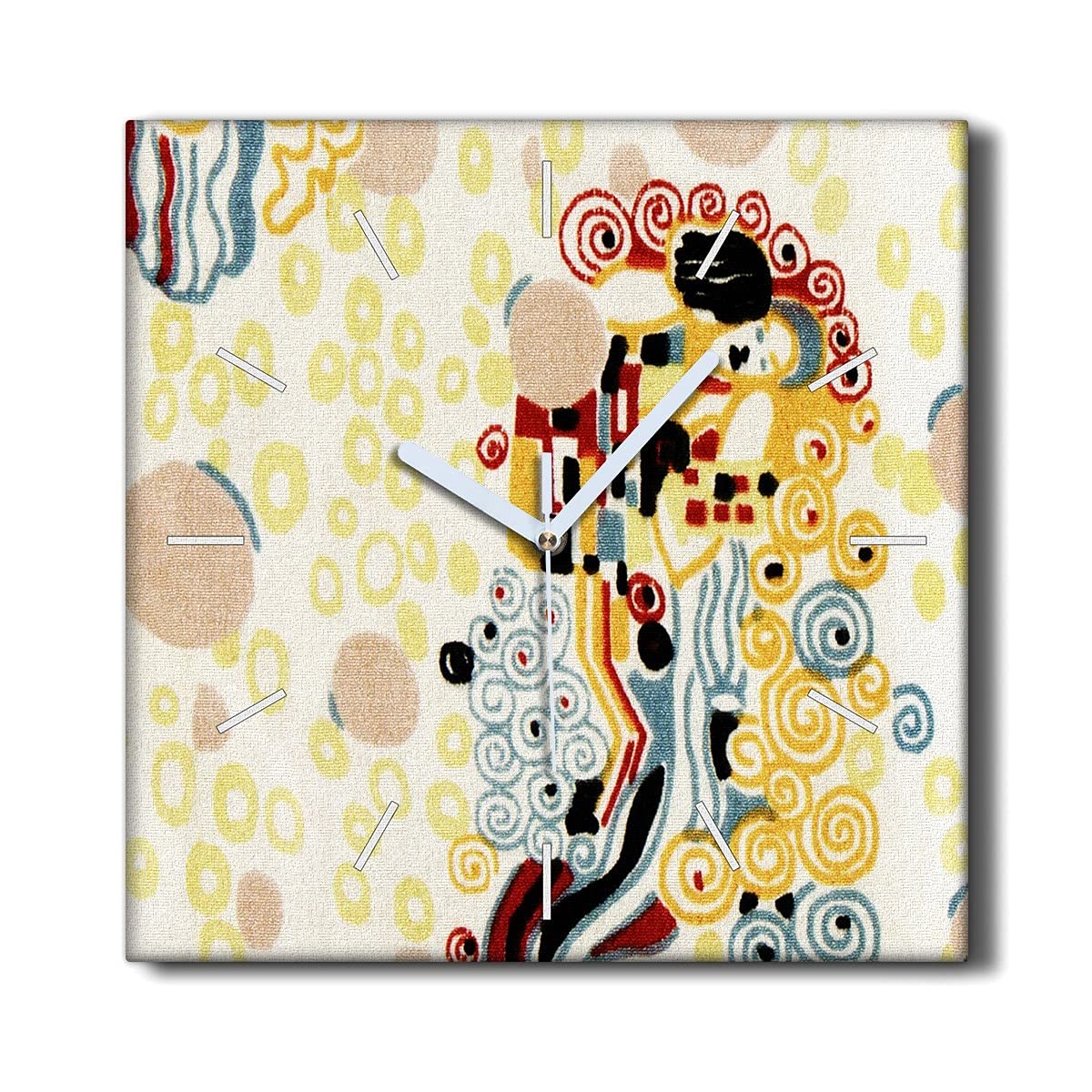 Horloge sur Toile 30x30cm Gustav Klimt Décoration Murale de Salon