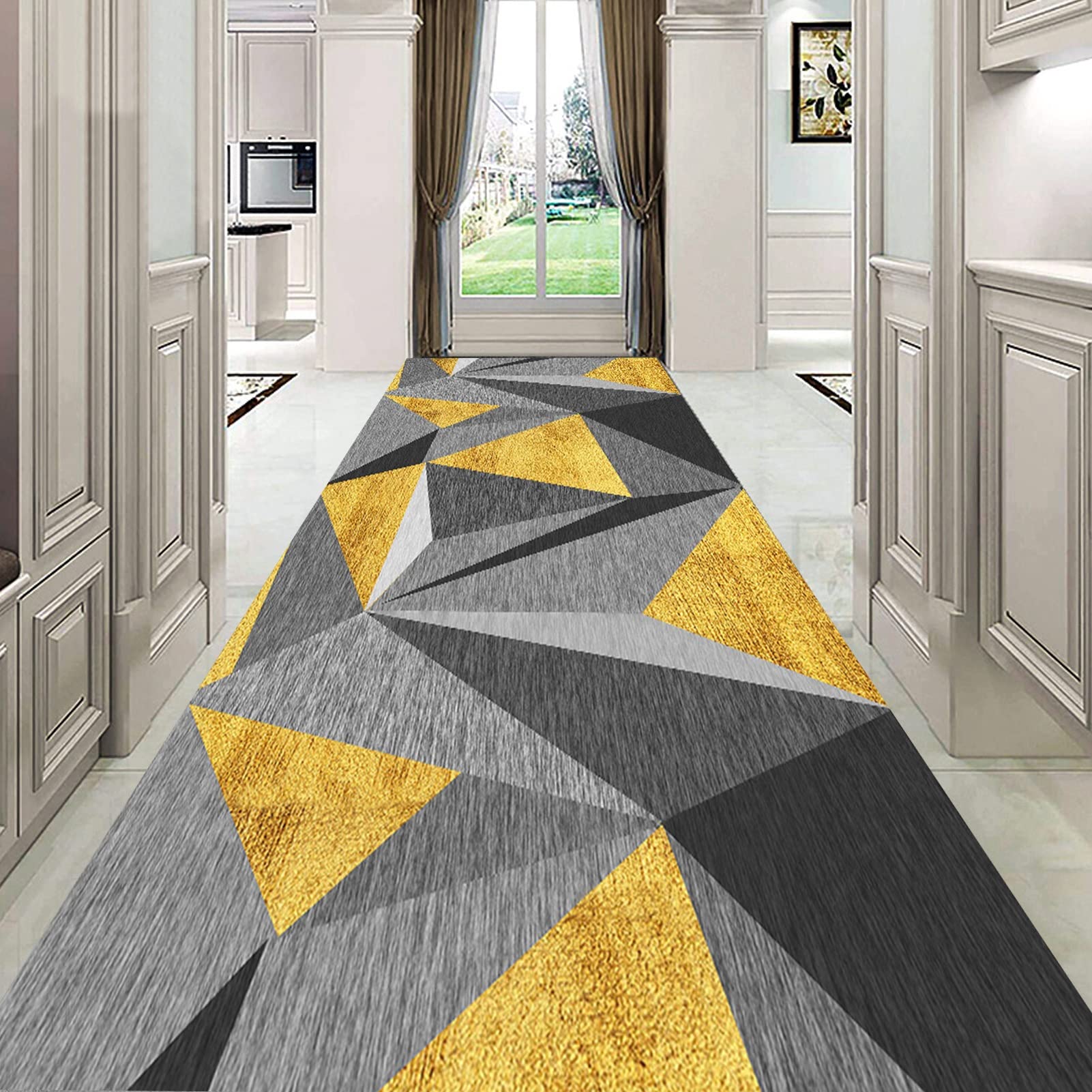 Tapis de couloir géométrique antidérapant pour sécuriser le passage