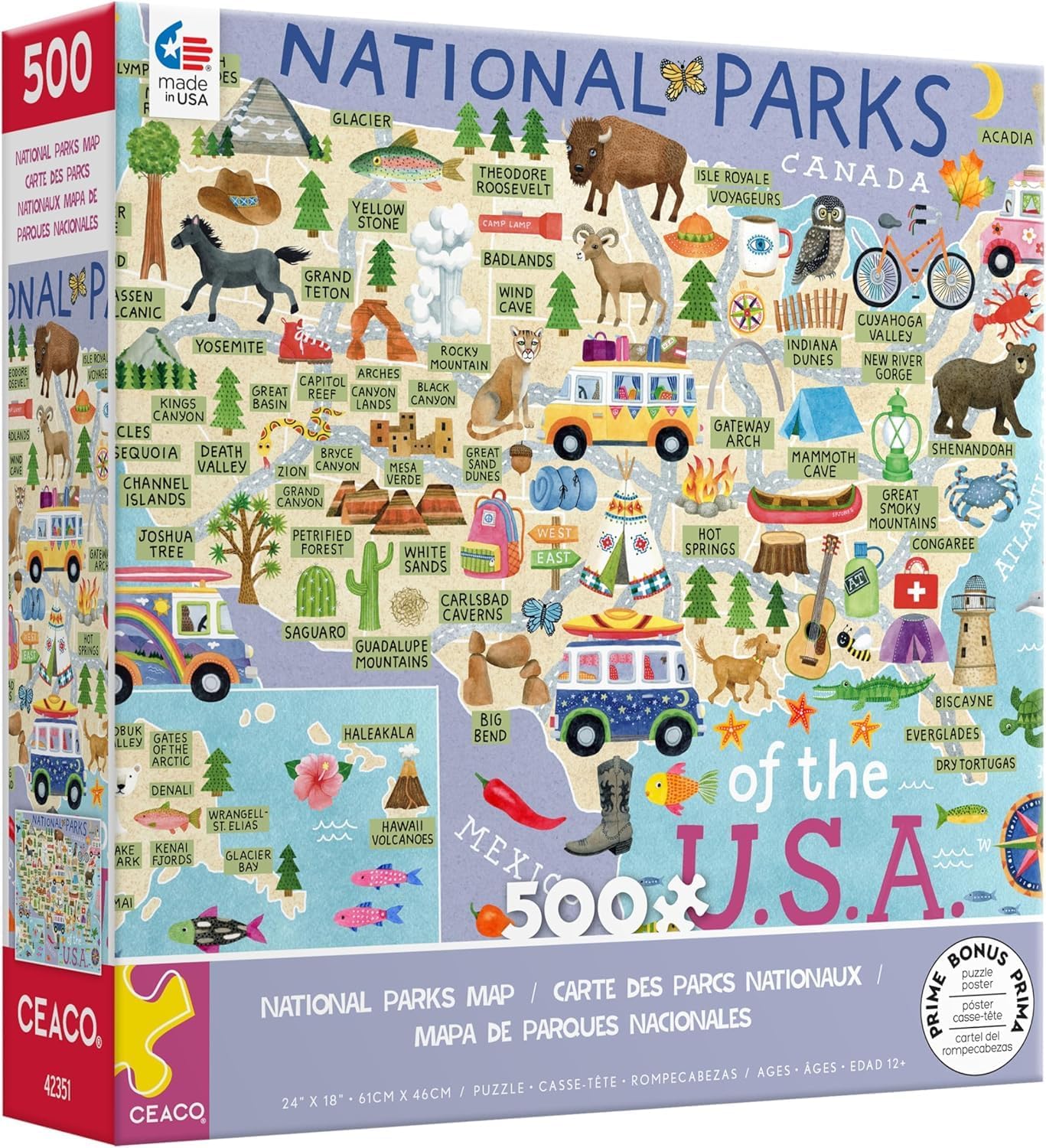 Ceaco - National Parks Map - 500 Piece Jigsaw Puzzle