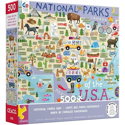 Ceaco - National Parks Map - 500 Piece Jigsaw Puzzle