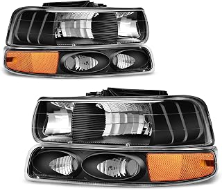 AUTOSAVER88 Headlight Assembly Compatible with 99-02 Chevy Silverado Black