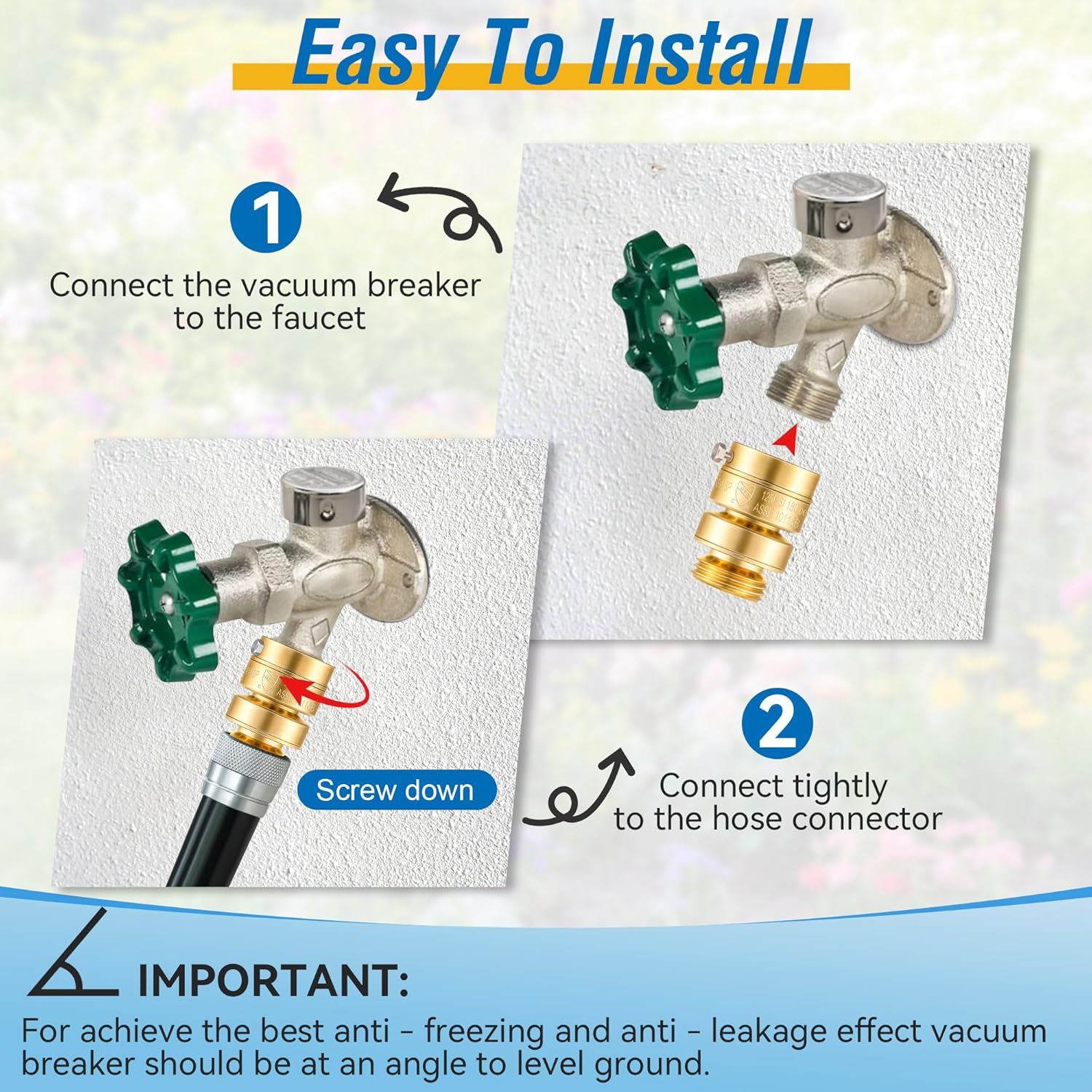 Dreyoo 2 Pack Self Draining Vacuum Breaker, Replacement for PK1380, Anti Siphon Valve with 8 Washers and 2 Sealing Tape, Hose Bib Backflow Preventer for Garden Outdoor Faucet Spigot (Fine Thread)
