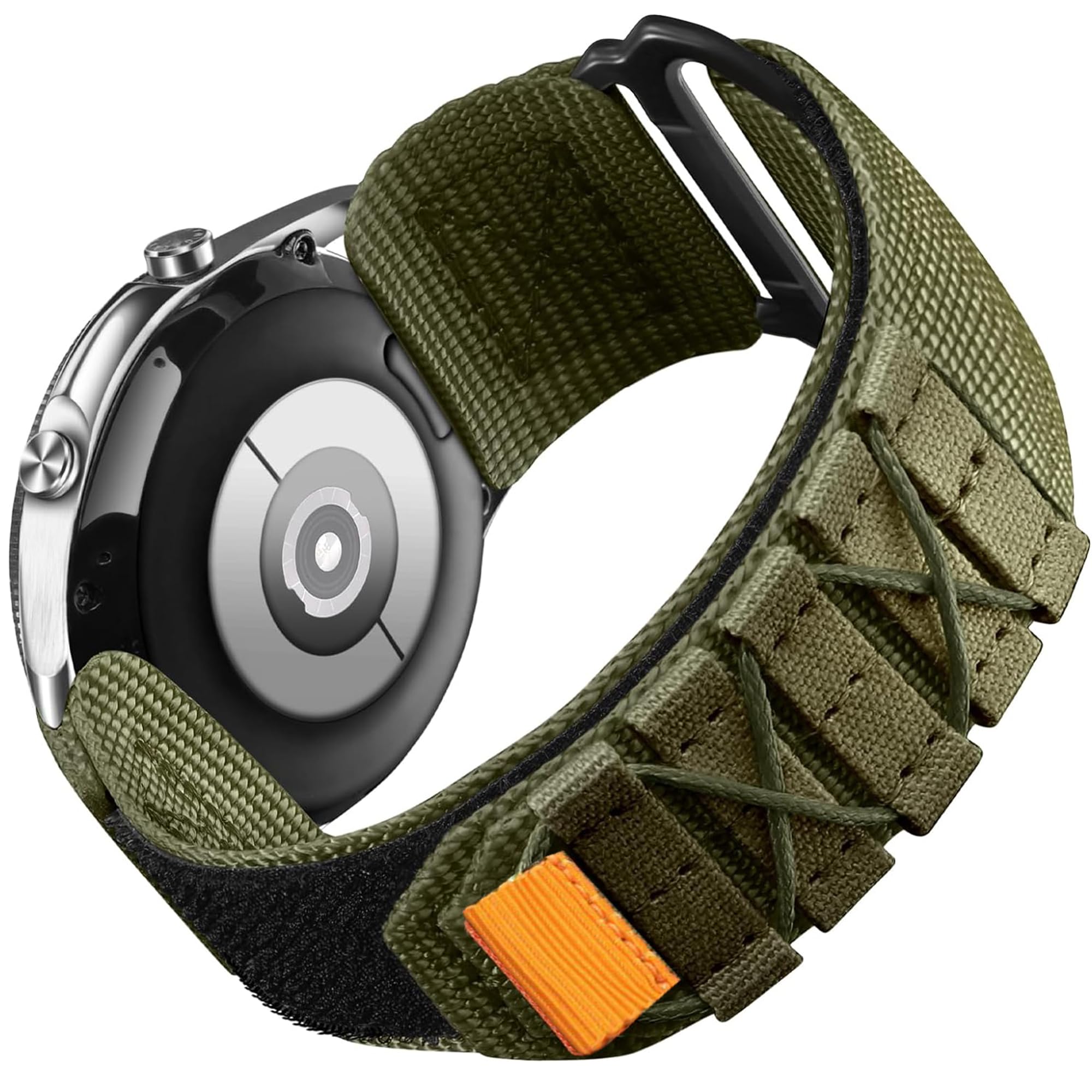 Lamshaw Compatible with OnePlus Watch 2 Bands, Rugged Nylon Sports Strap with Woven Loop Design Compatible with OnePlus Watch 2, 1 Smartwatch (Cross Nylon-Green)