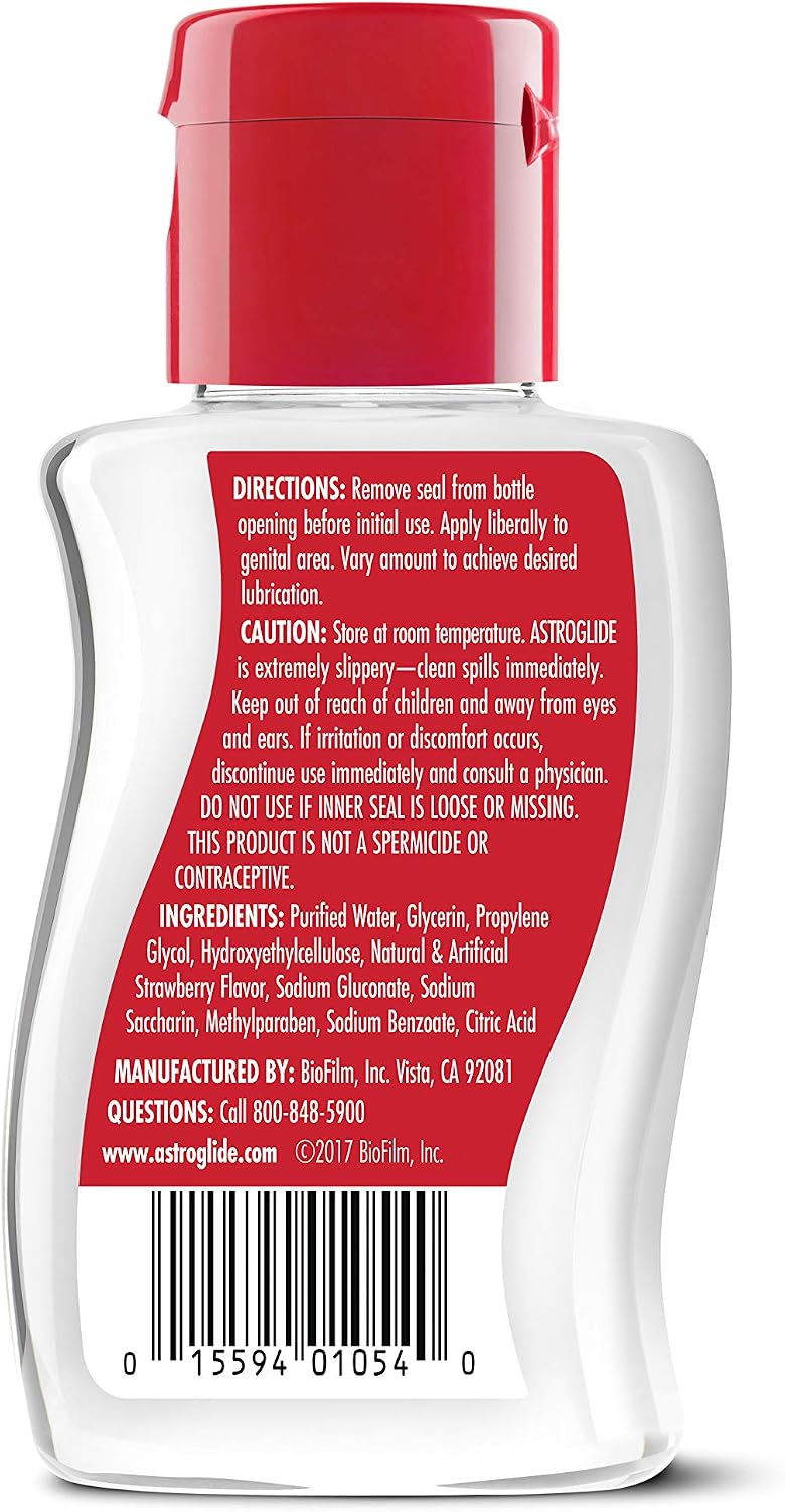 Astroglide Strawberry Flavored Sex Lube (2.5 oz.) | Water Based Personal Lubricant | Made in USA