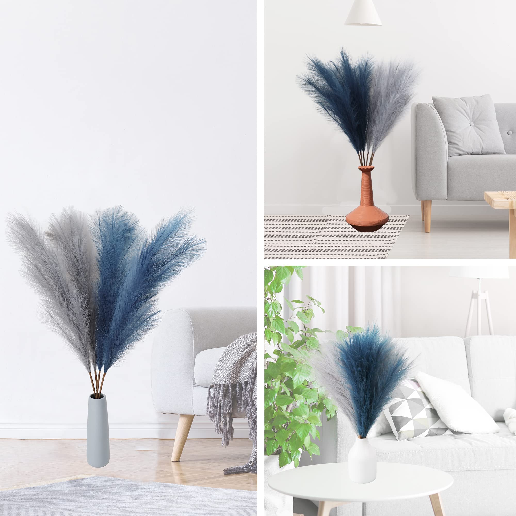 VIDSTW 30 Pezzi Pampas Verde Artificiale Pampas Decorative Alte 55 cm Finti Soffici e Soffici Erba di Pampa Decorativa per Matrimonio Soggiorno Boho Arredamento Casa