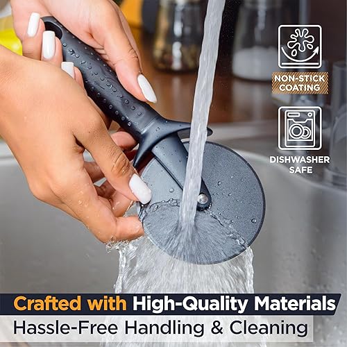 Miniatura 5 de Deiss Lux - Cortador de pizza resistente con cortador de ruedas, rueda de acero inoxidable afilada y suave con mango antideslizante de fácil agarre,