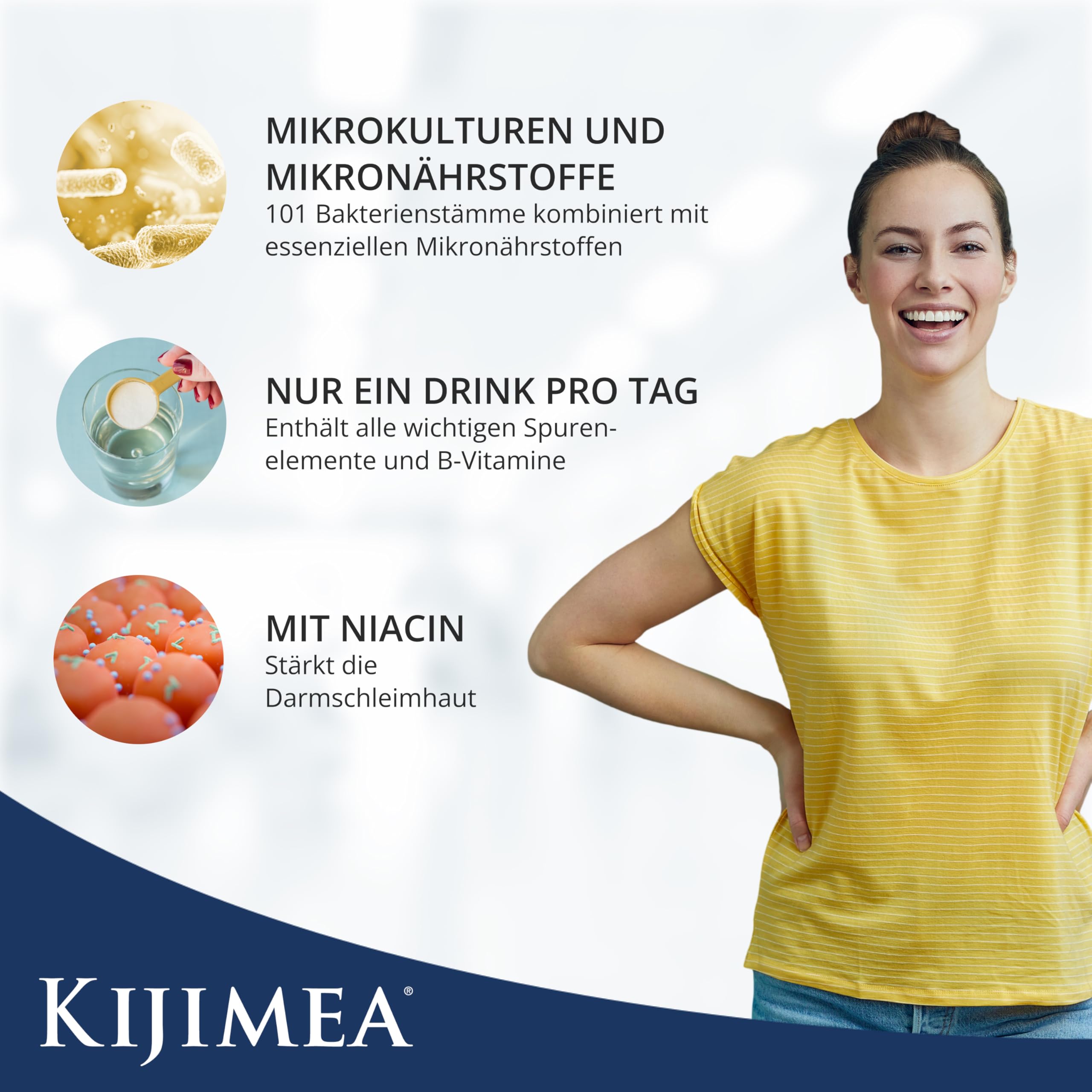 Kijimea Life – Ganzheitliche Nährstoffversorgung | Mit 101 Bakterienstämmen | Enthält essenzielle B-Vitamine, Vitamin D, E sowie Calcium und Protein